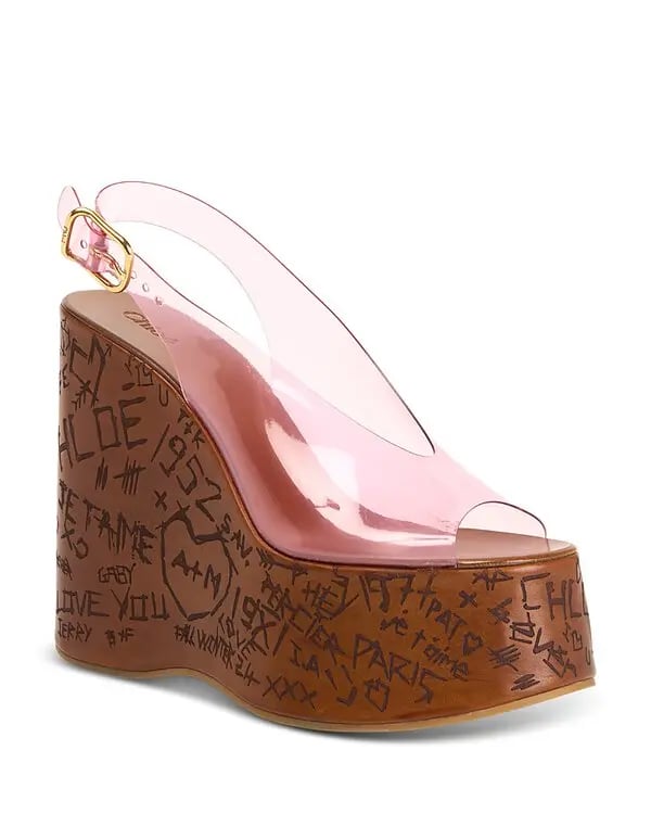Chloe Maxime Wedge Sandal in Pink Fizz