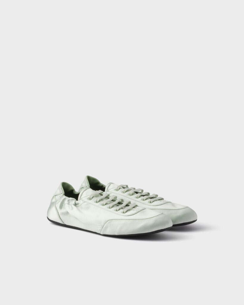 Prada Collapse laced satin sneakers
