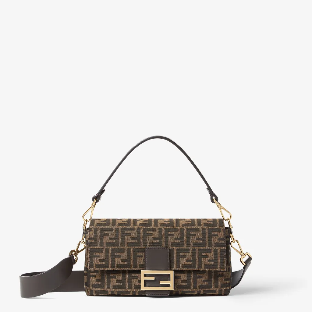 Fendi Baguette® Tobacco Brown Ff Jacquard Fabric Bag