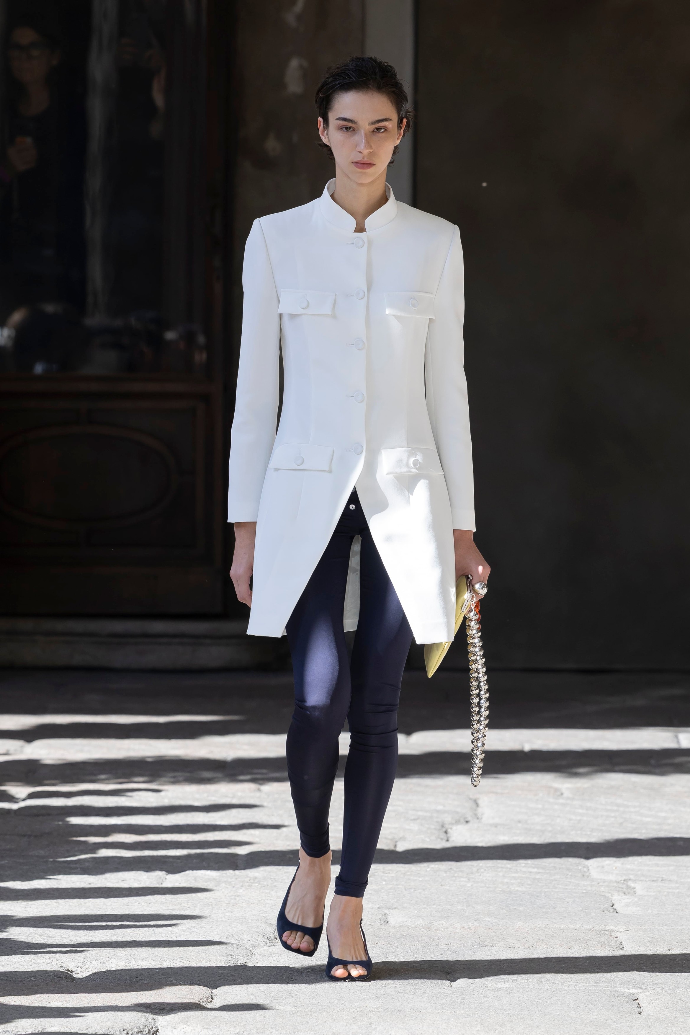 Model on the runway at the Vivetta fashion show in Milan