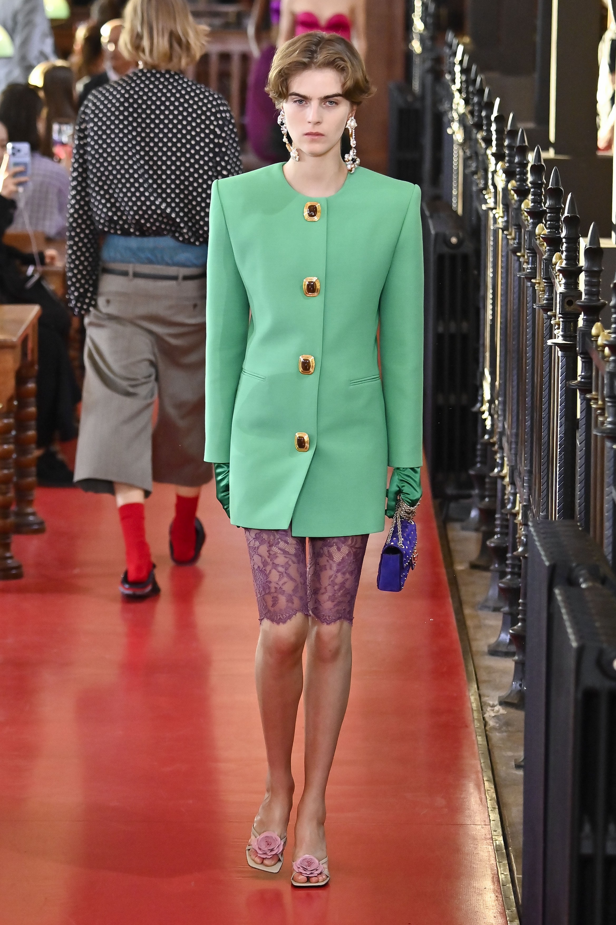 Libby walks the catwalk at the Valentino