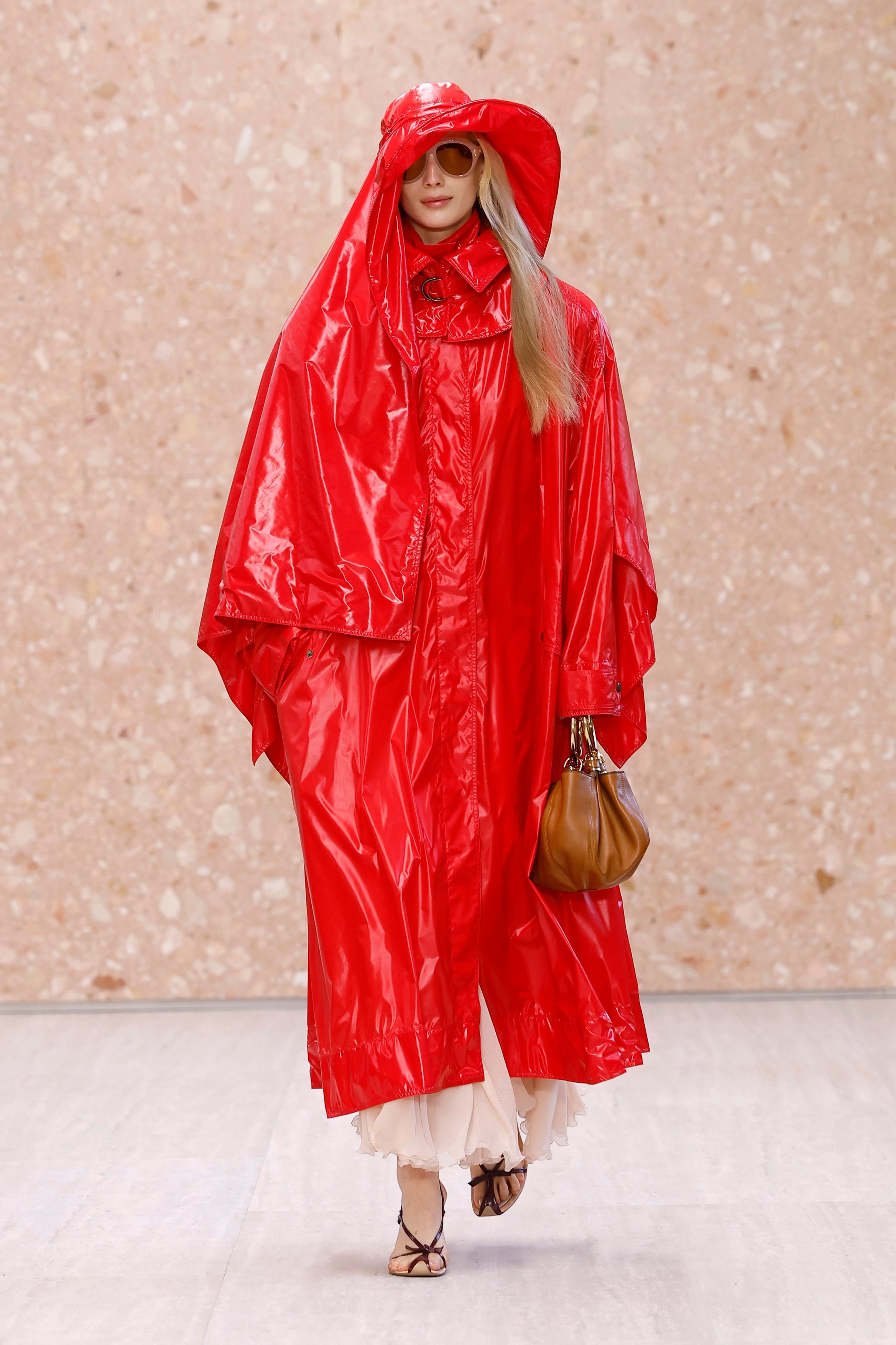 Model on the runway at the Chloé fashion show in Paris