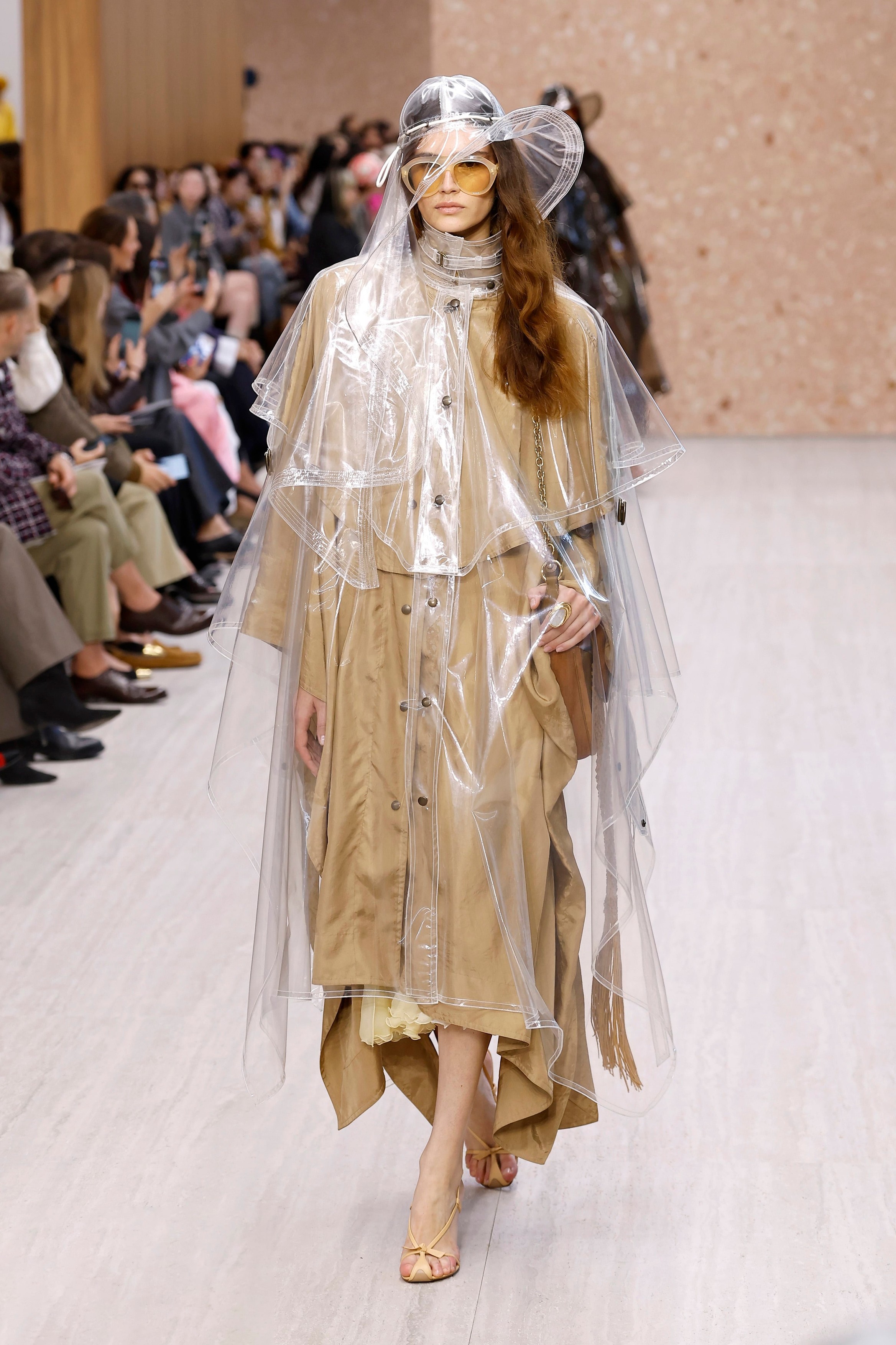 Model on the runway at the Chloé fashion show in Paris