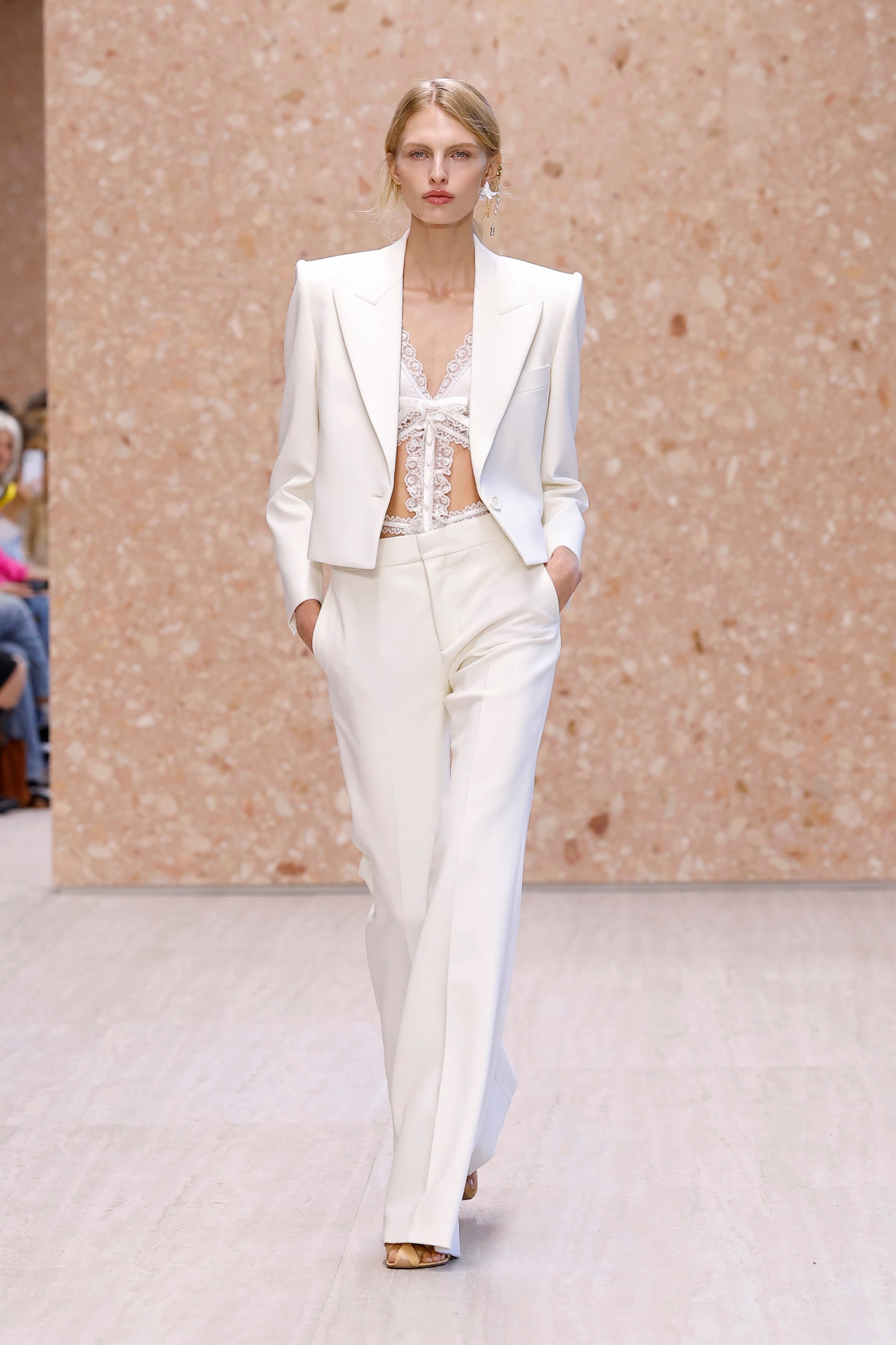 Model on the runway at the Chloé fashion show in Paris