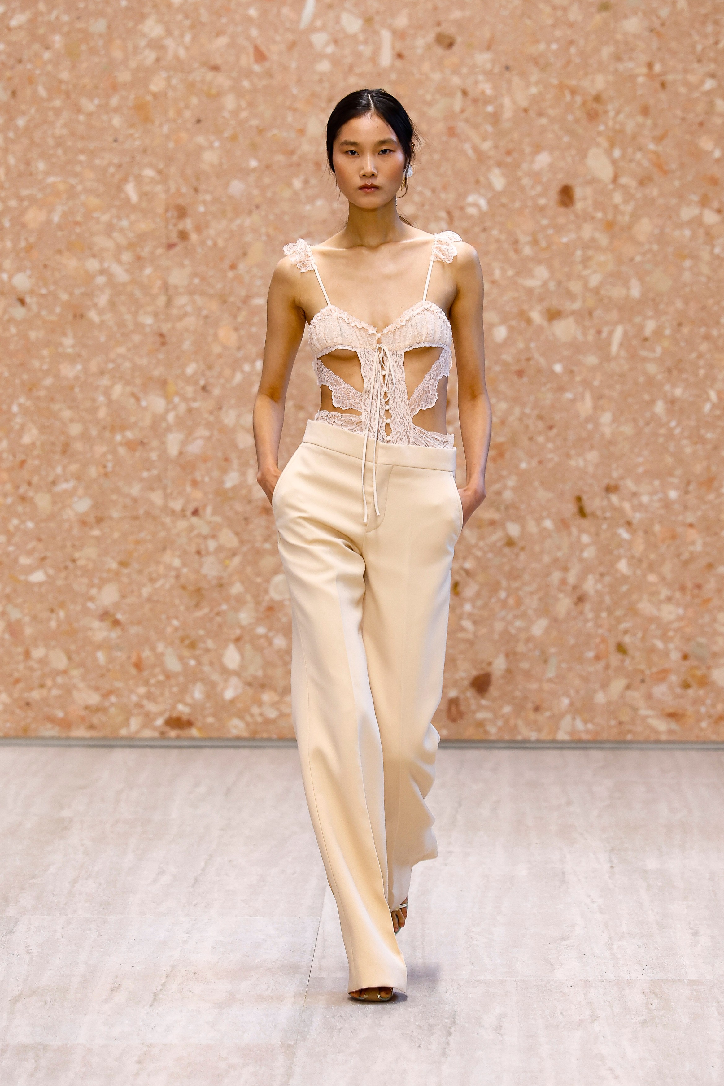 A model wearing an original creation from the womenswear
