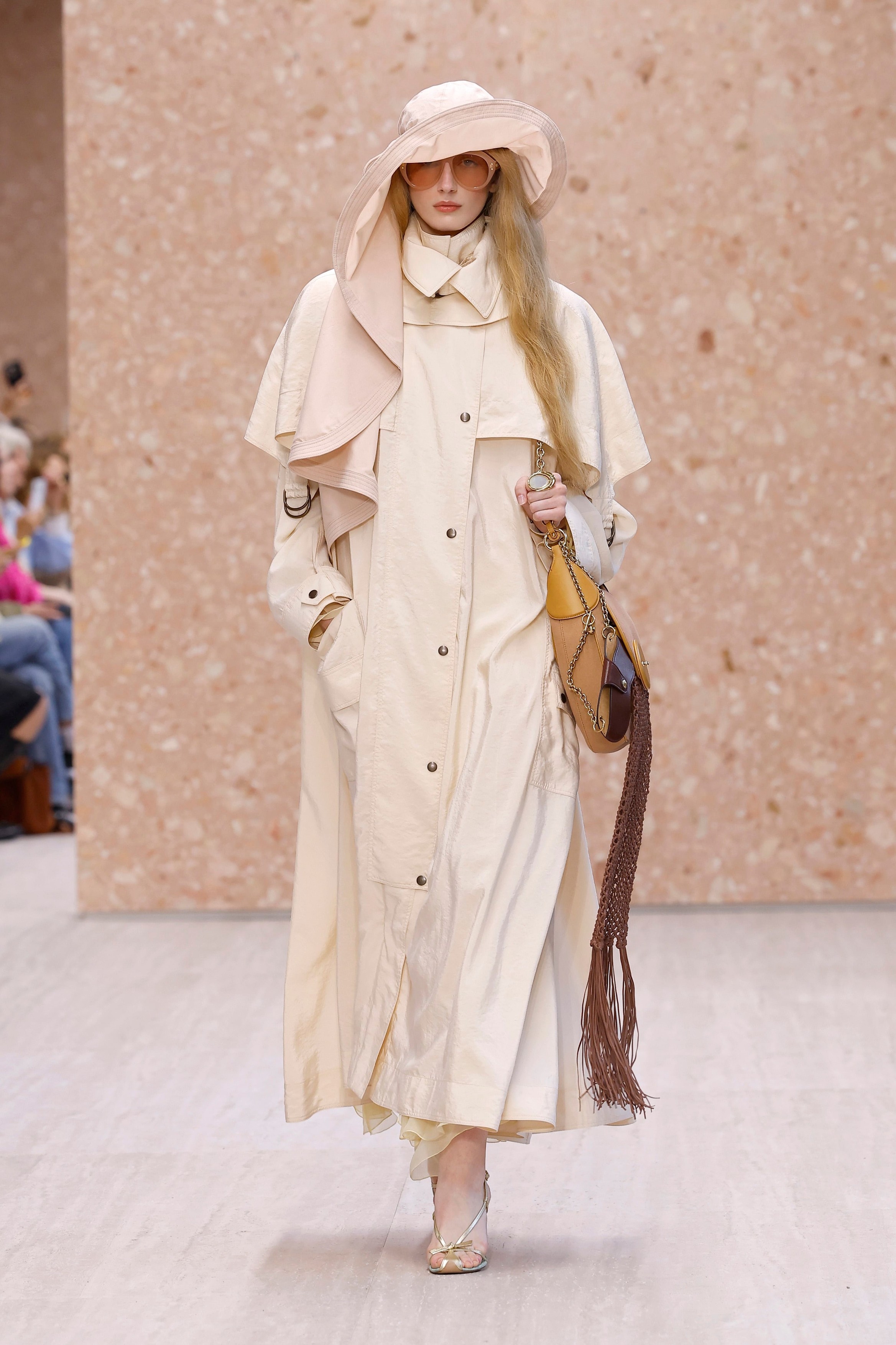 Model on the runway at the Chloé fashion show in Paris