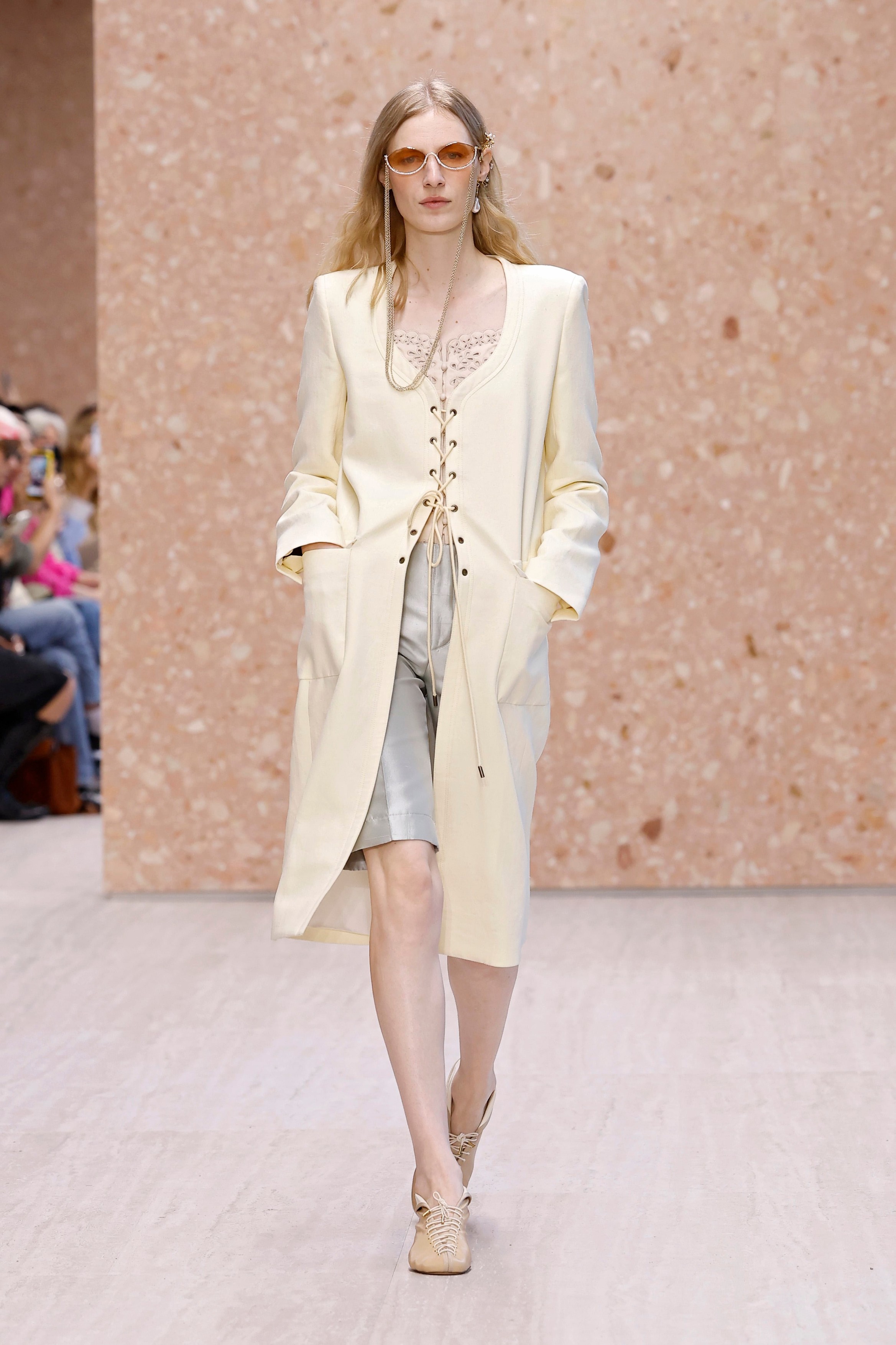 Model on the runway at the Chloé fashion show in Paris