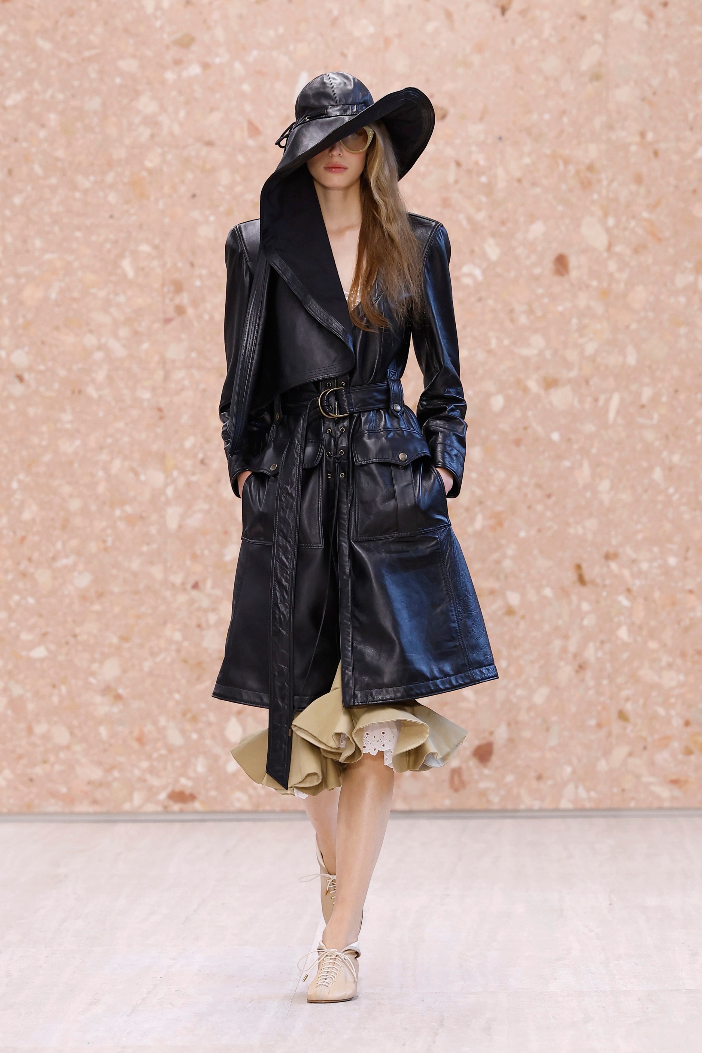 Model on the runway at the Chloé fashion show in Paris