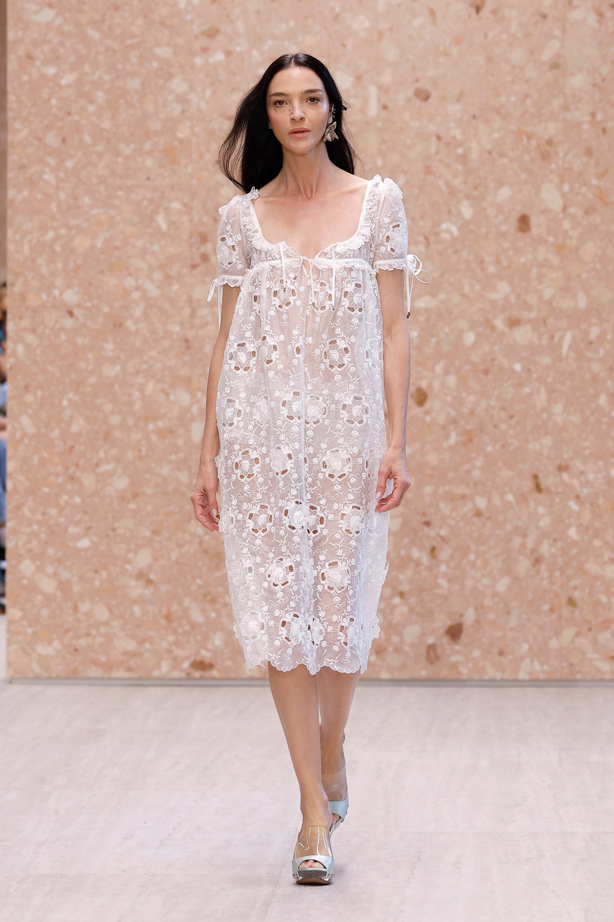 Model on the runway at the Chloé fashion show in Paris