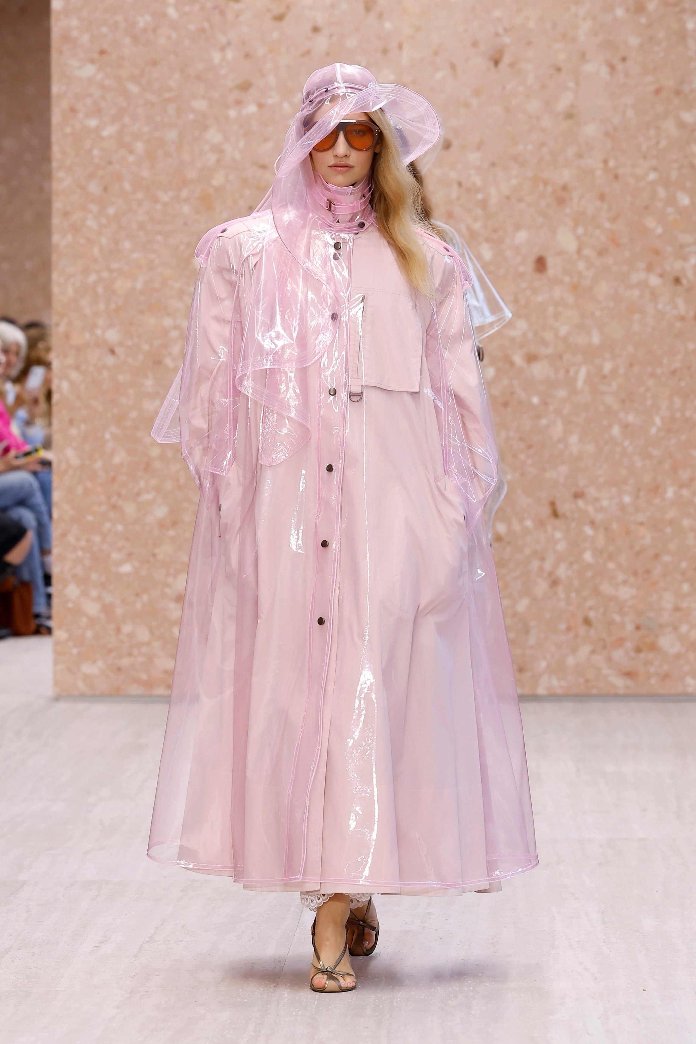 Model on the runway at the Chloé fashion show in Paris