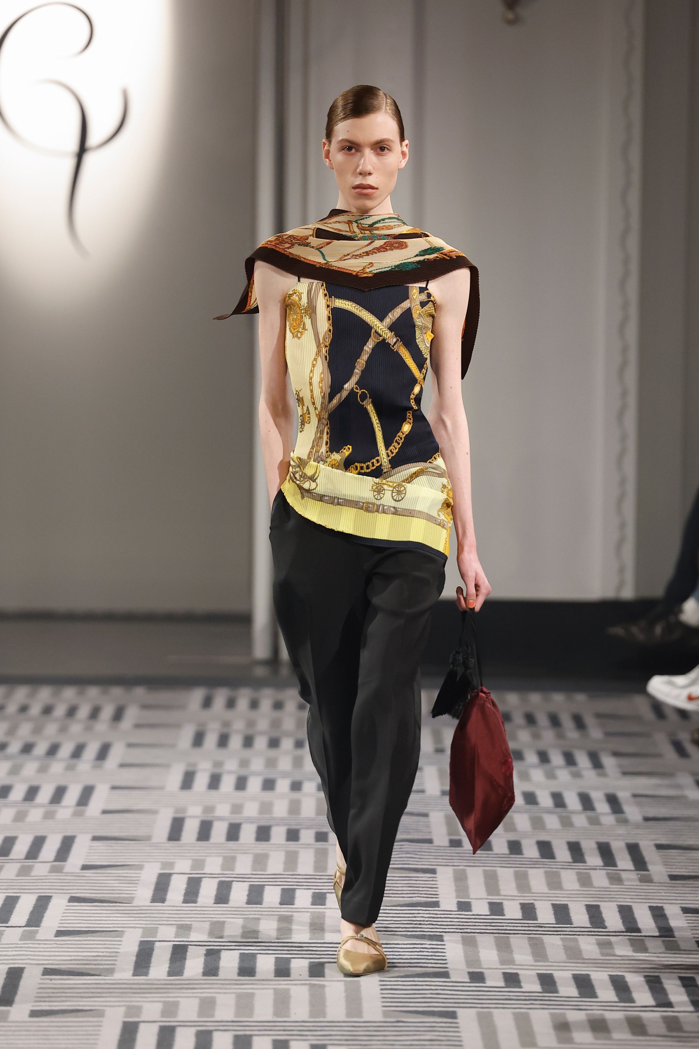 Model on the runway at the Conner Ives fashion show