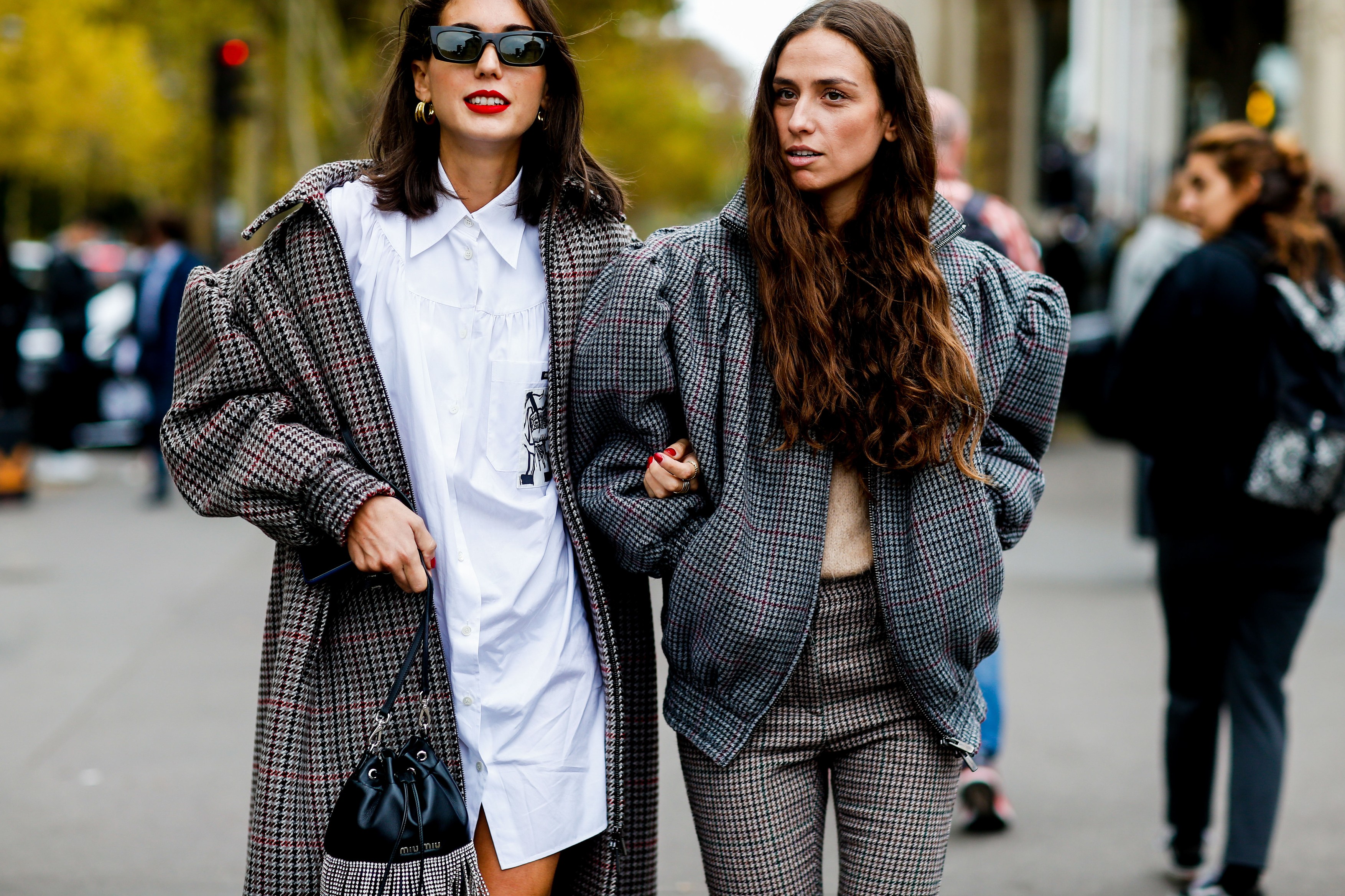 Street style, Diletta Bonaiuti and Erika Boldrin arriving at Miu Miu