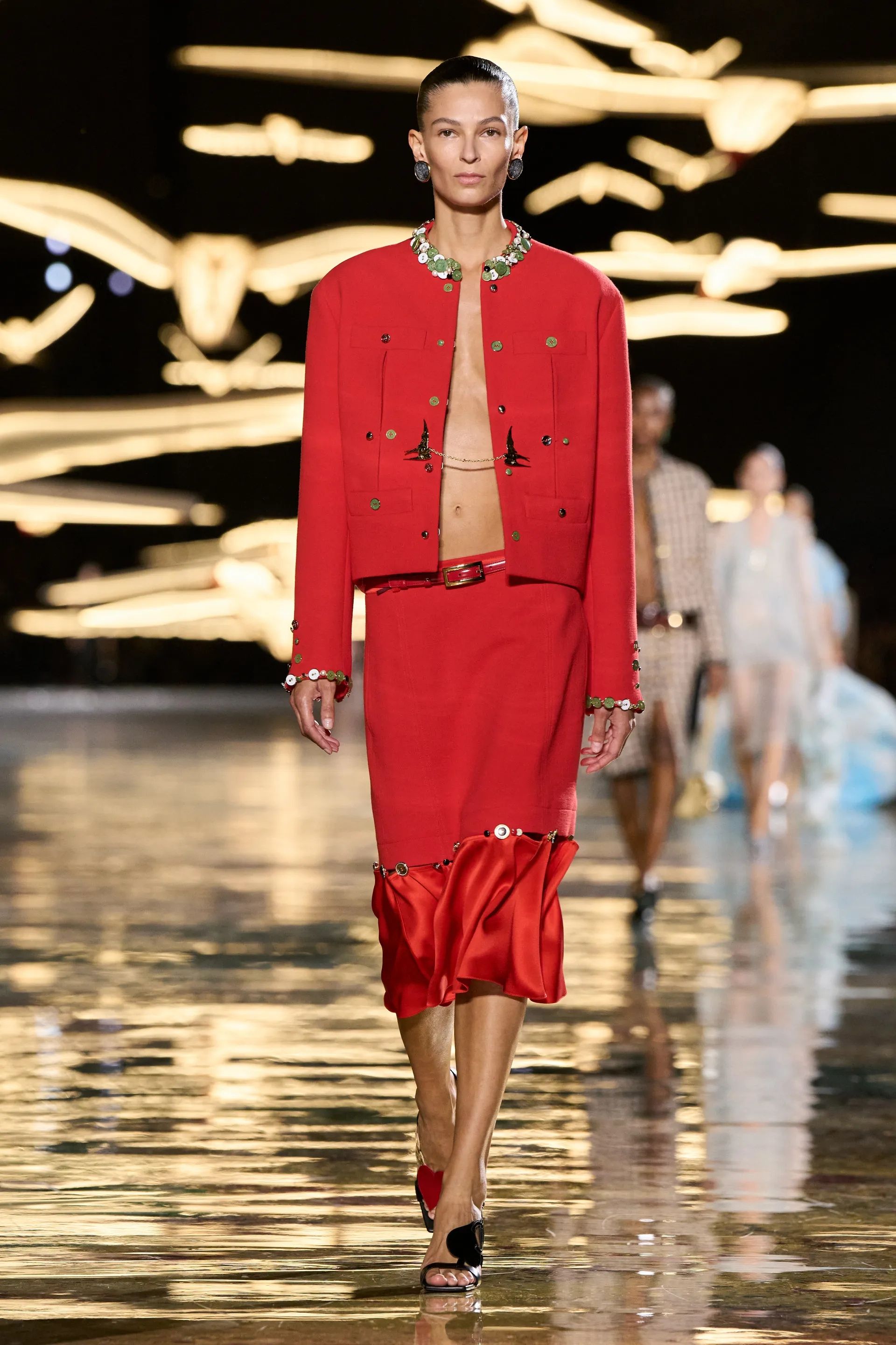 A model walks the runway at the Chanel show
