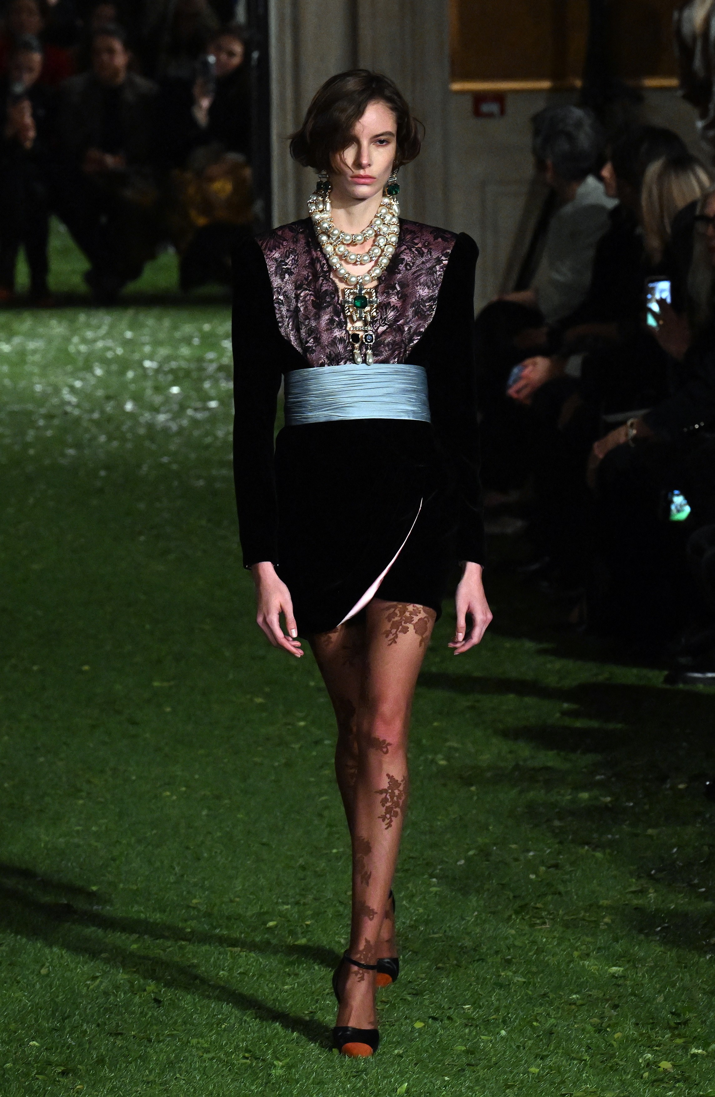 A model walks the runway at Italian fashion house Valentino Show