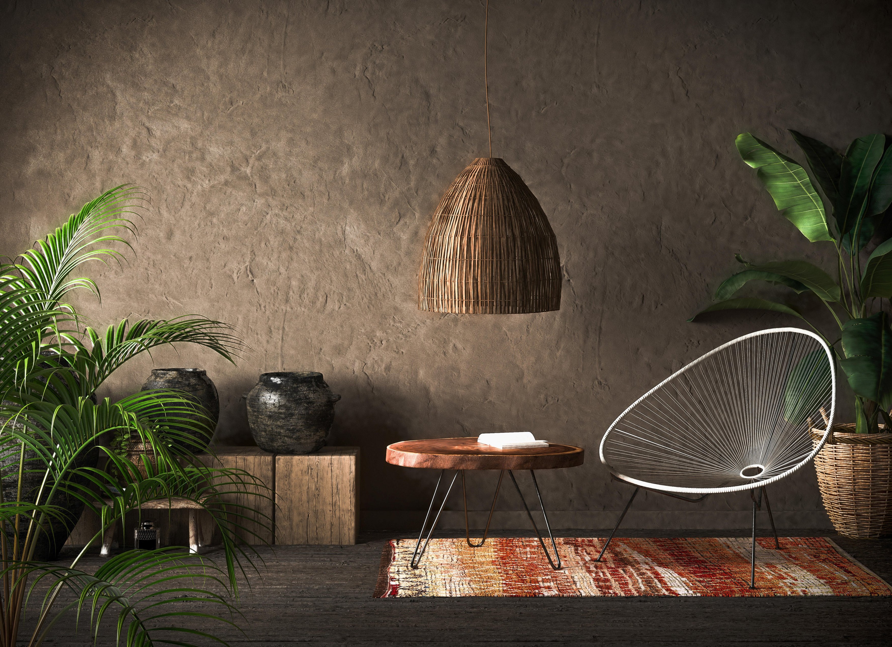Ethnic interior background, 3d render