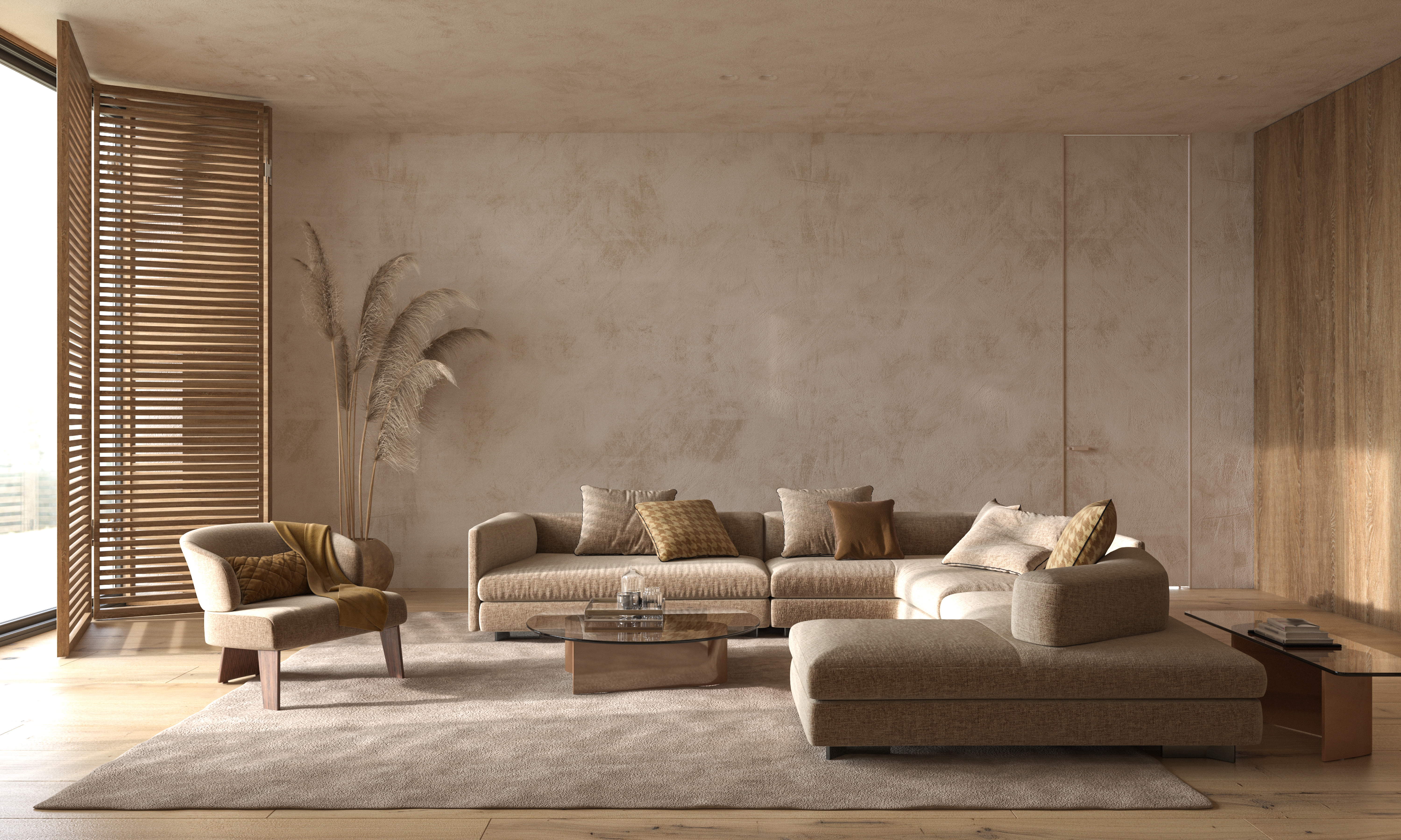 Modern,Interior,Japandi,Style,Design,Livingroom.,Lighting,And,Sunny,Scandinavian
