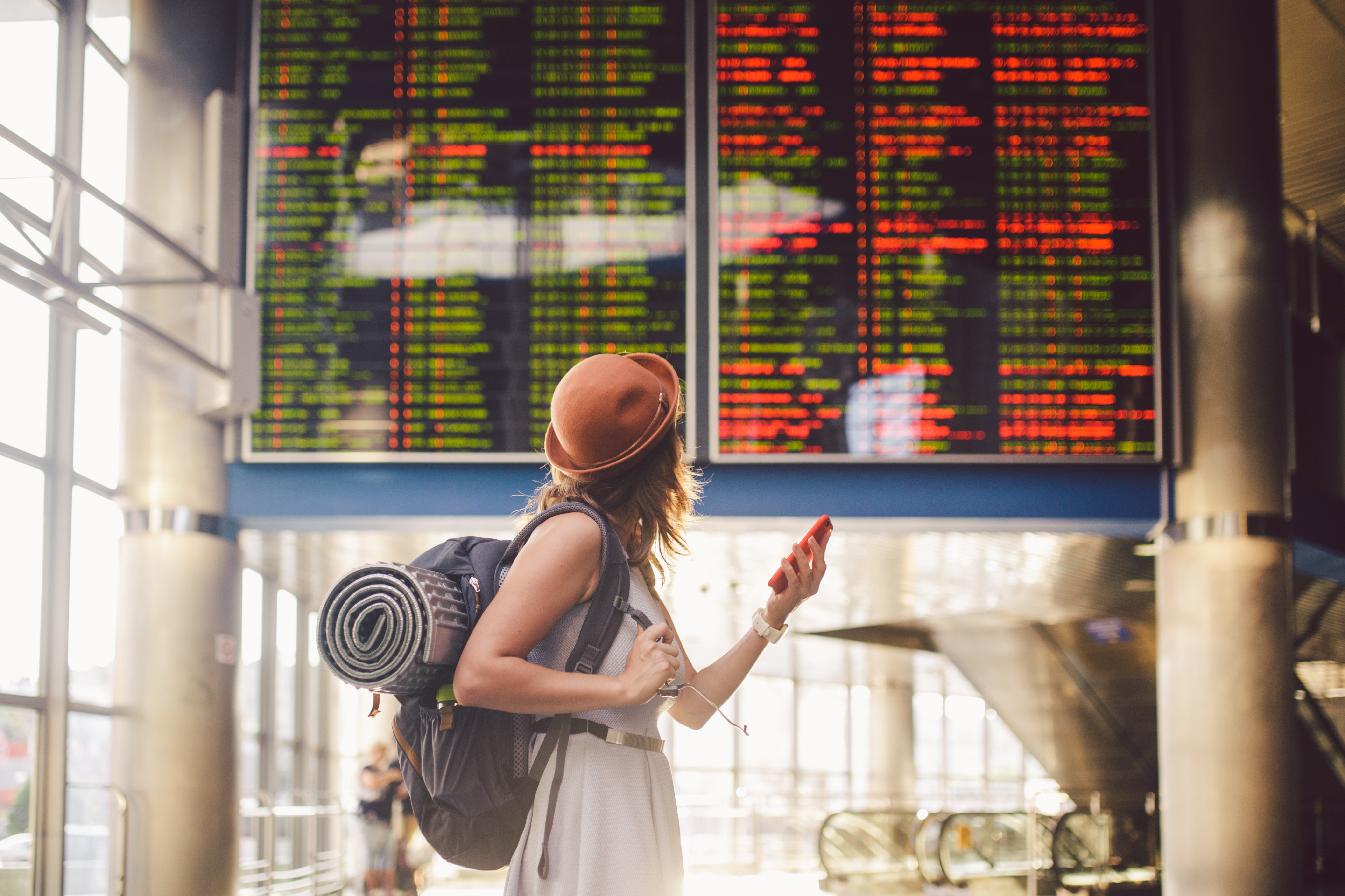 Theme,Travel,And,Tranosport.,Beautiful,Young,Caucasian,Woman,In,Dress
