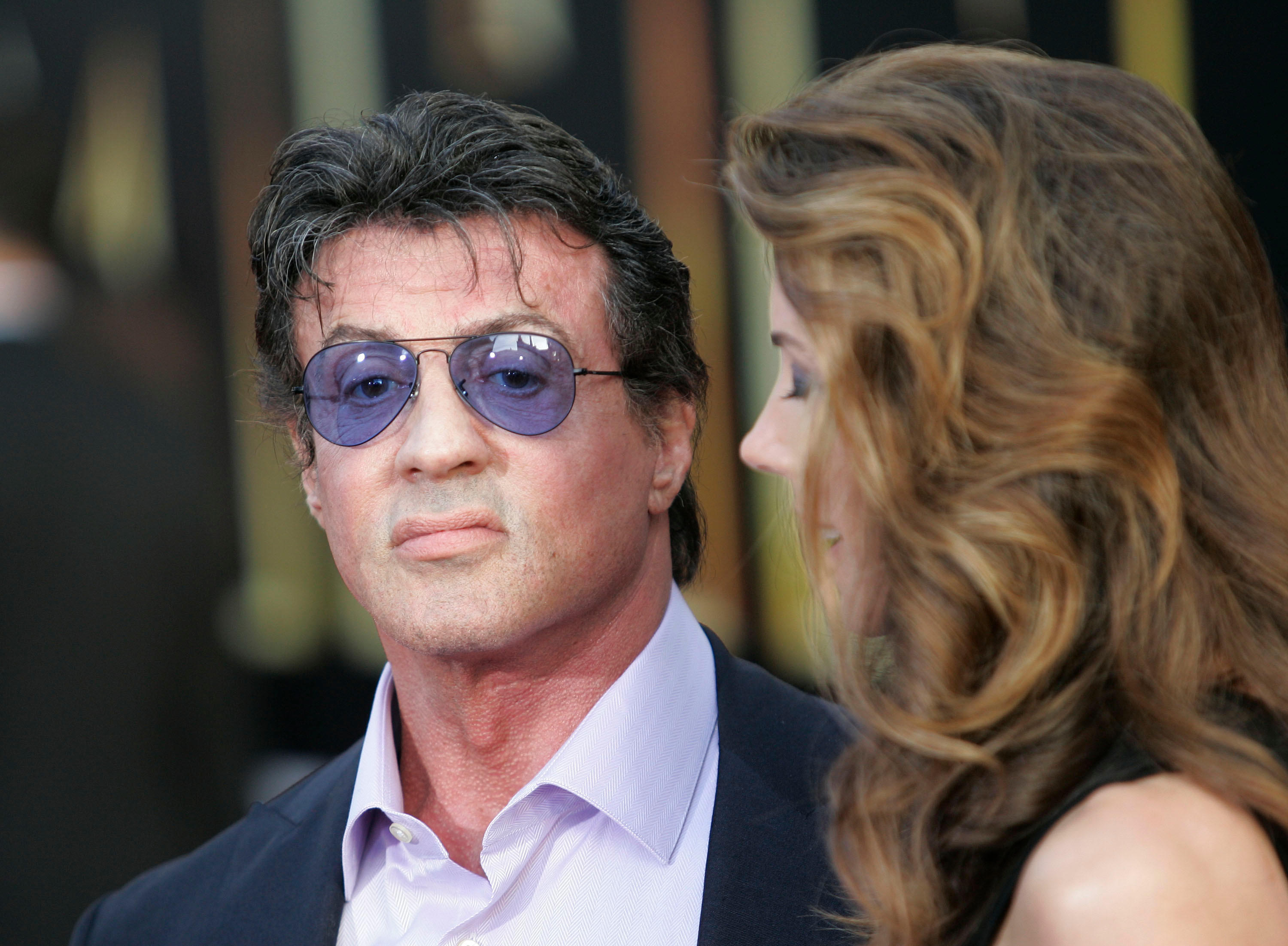 Sylvester Stallone and Jennifer Flavin arrives for the Iron Man 2 Premiere in Hollywood, California on April 26, 2010. Photo by Francis Specker