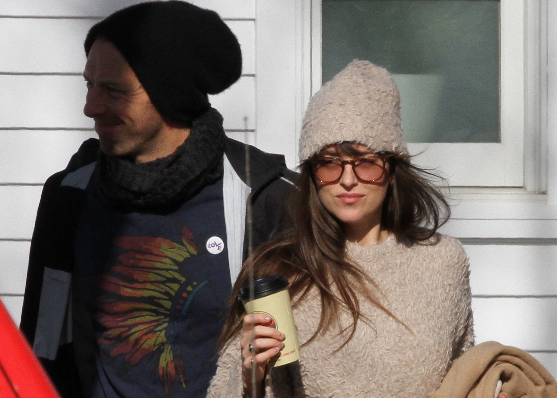 EXCLUSIVE: Chris Martin And Dakota Johnson  Seen Leaving Vinnie's Barber Shop In The Hampton's After Chris Gets A Haircut The Day After Thanksgiving