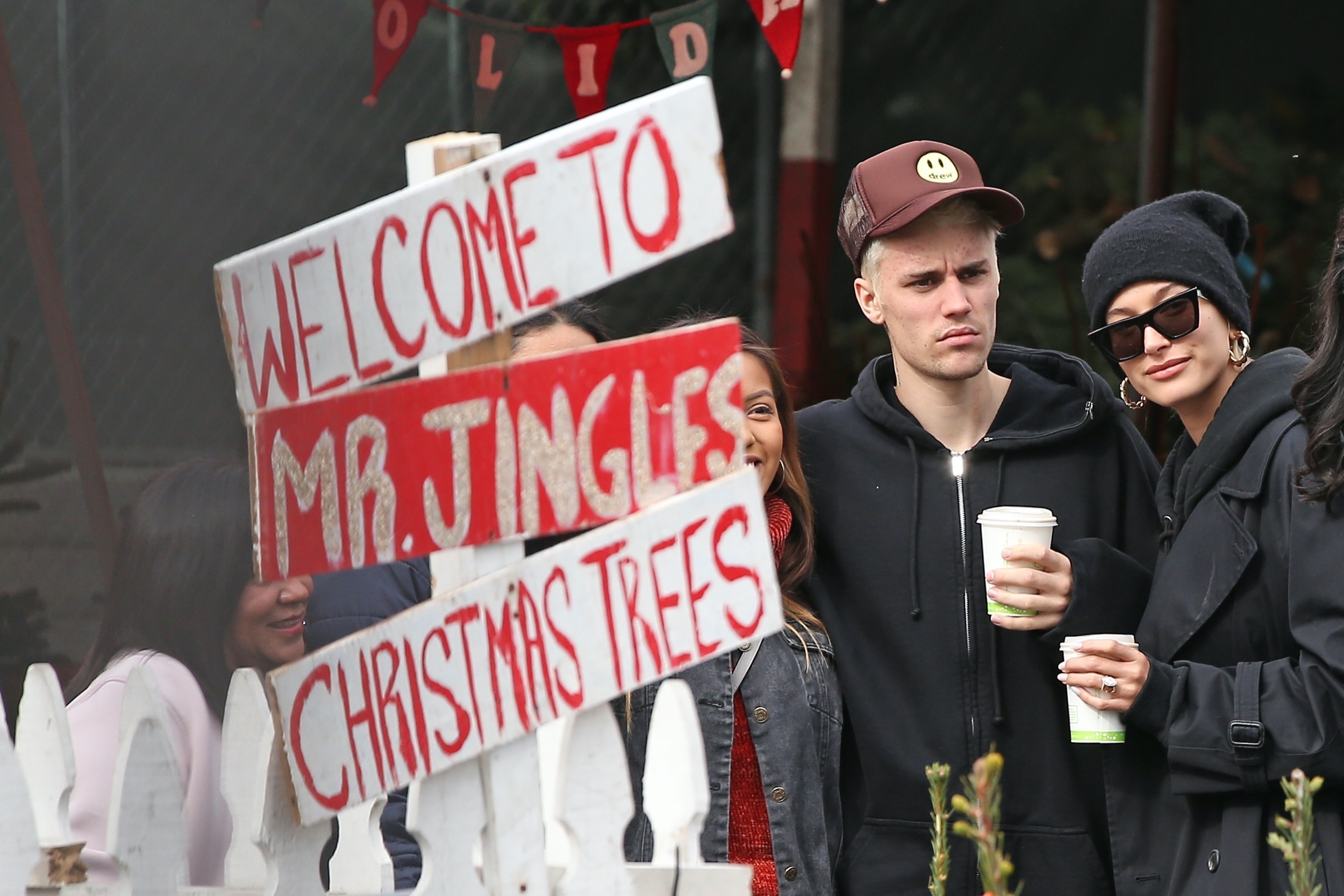Hailey and Justin Bieber shopping for Christmas Trees