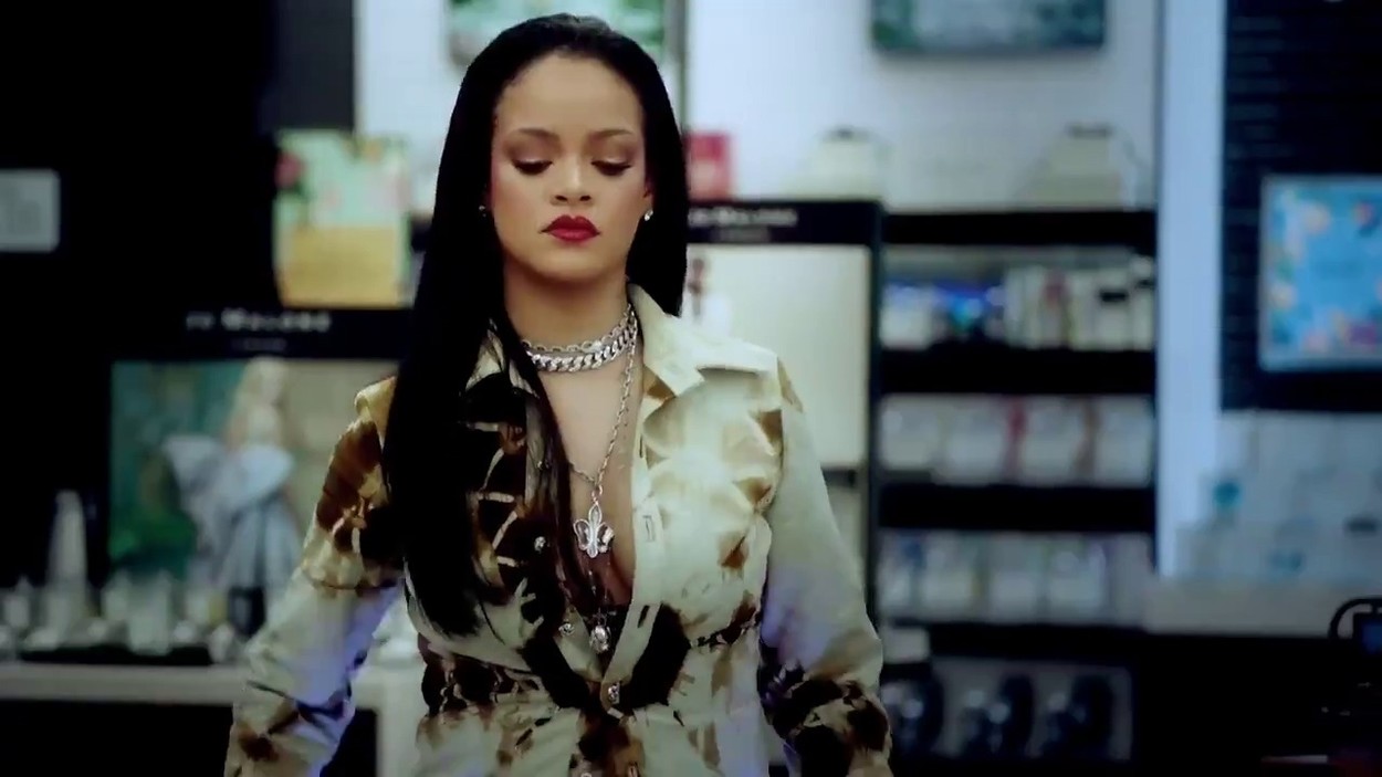 Rihanna on a stealth mission for her new Fenty Skin an Sephora commercial