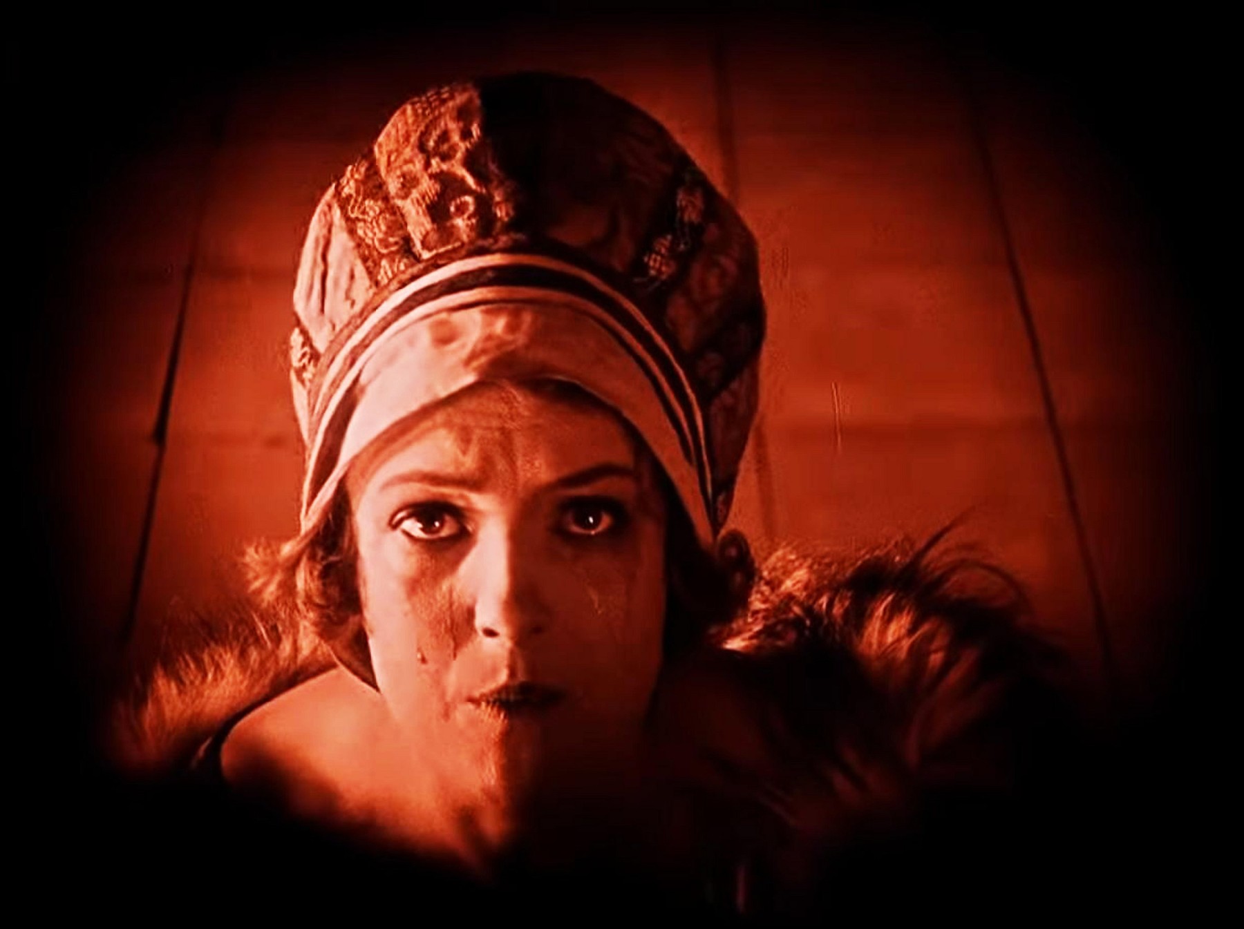 Close up of a distressed crying woman in period costume