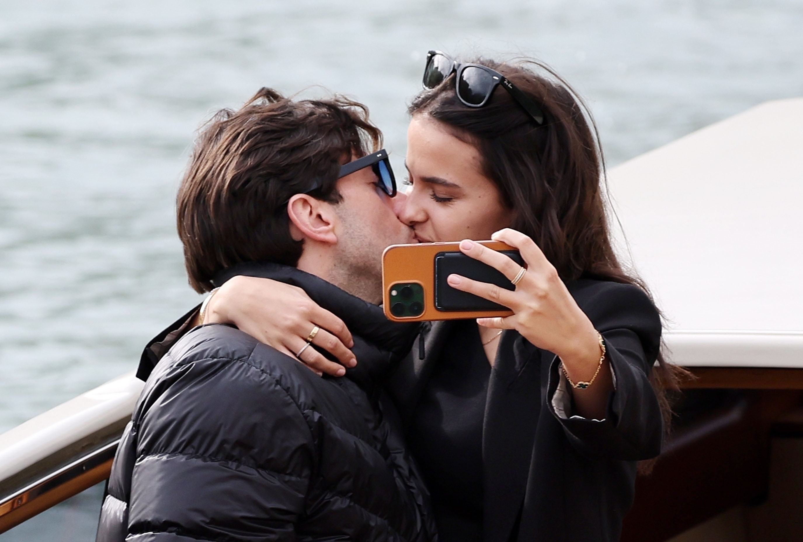 *PREMIUM-EXCLUSIVE* *MUST CALL FOR PRICING* TOWIE's James Argent packs on the PDA with a series of affectionate hugs and kisses with his new girlfriend Stella Turian out in the romantic city of Venice.