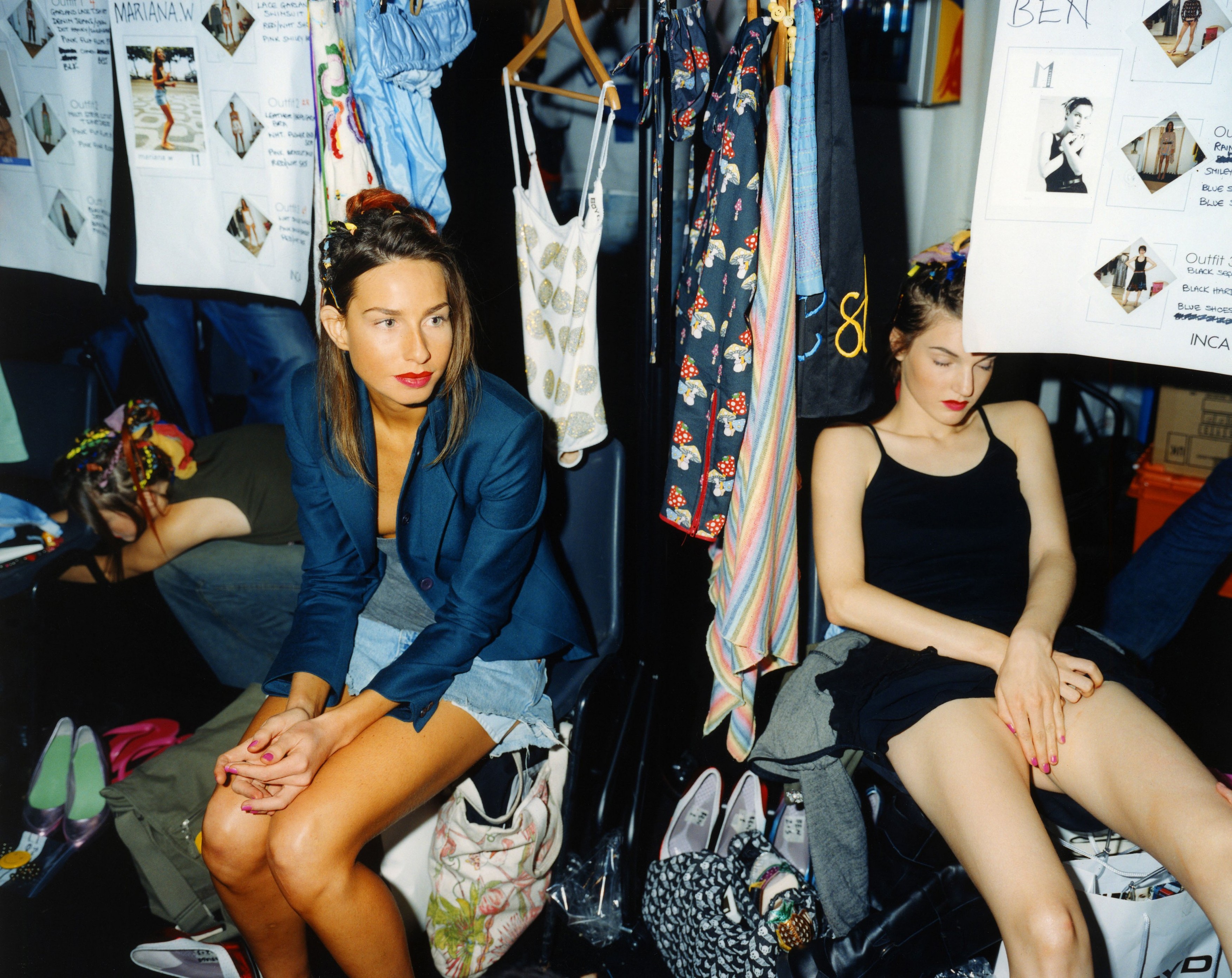 Models in various states of readiness wait patiently backstage at Boyd.