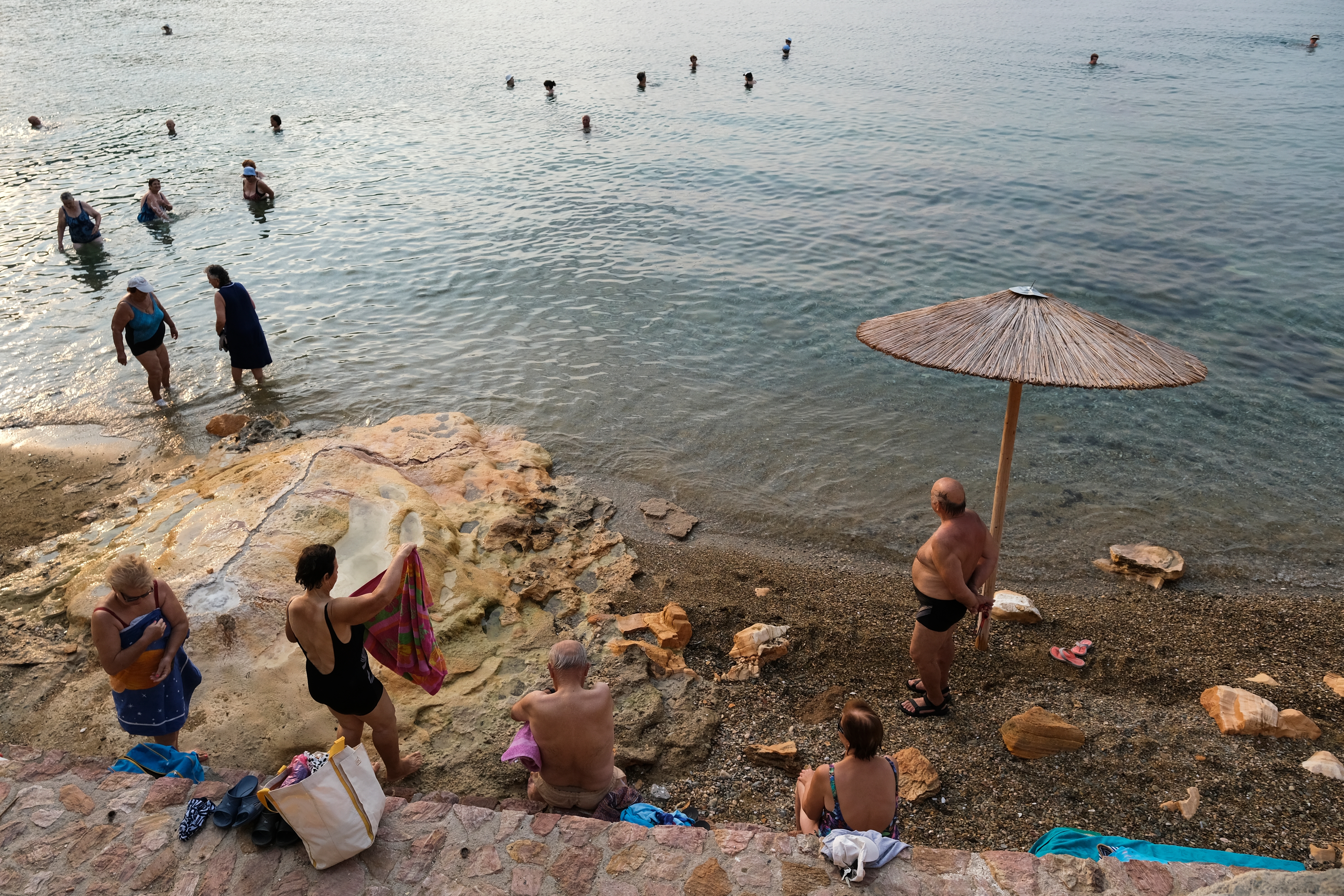 Elderly,People,Enjoy,The,Sea,And,Sun,In,Euboea,Island,