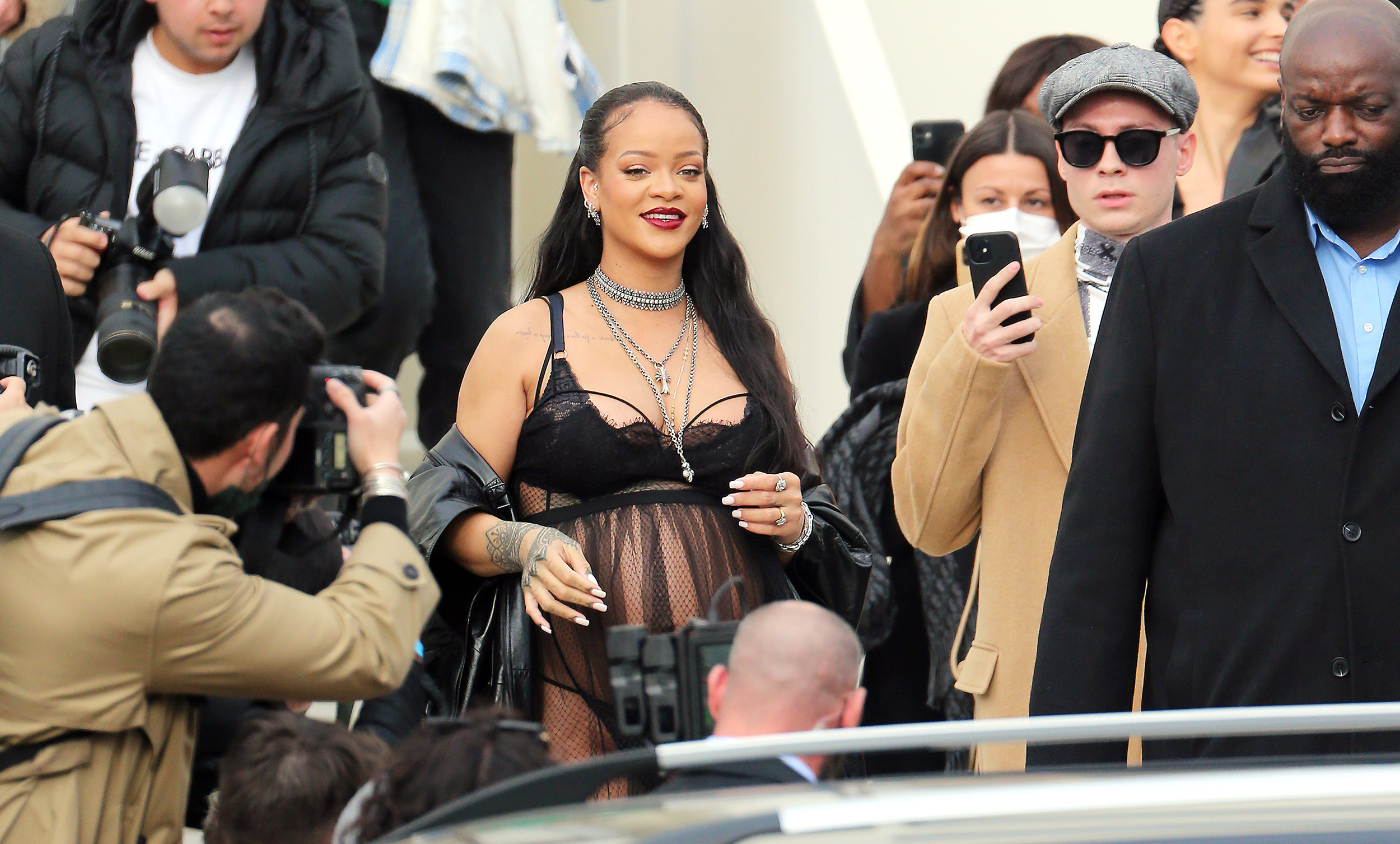 Rihanna seen leaving the Dior fashion show in Paris