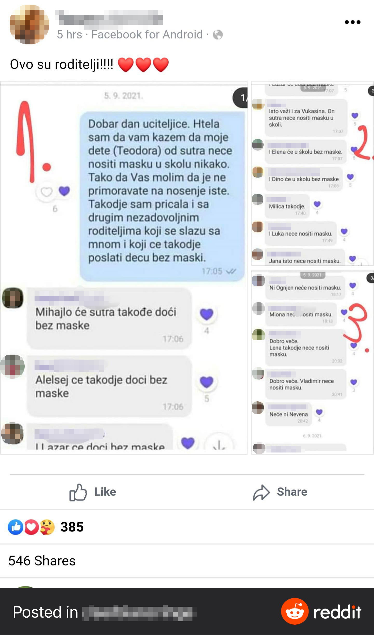 Antivakseri, roditelji, maske, maska, protest