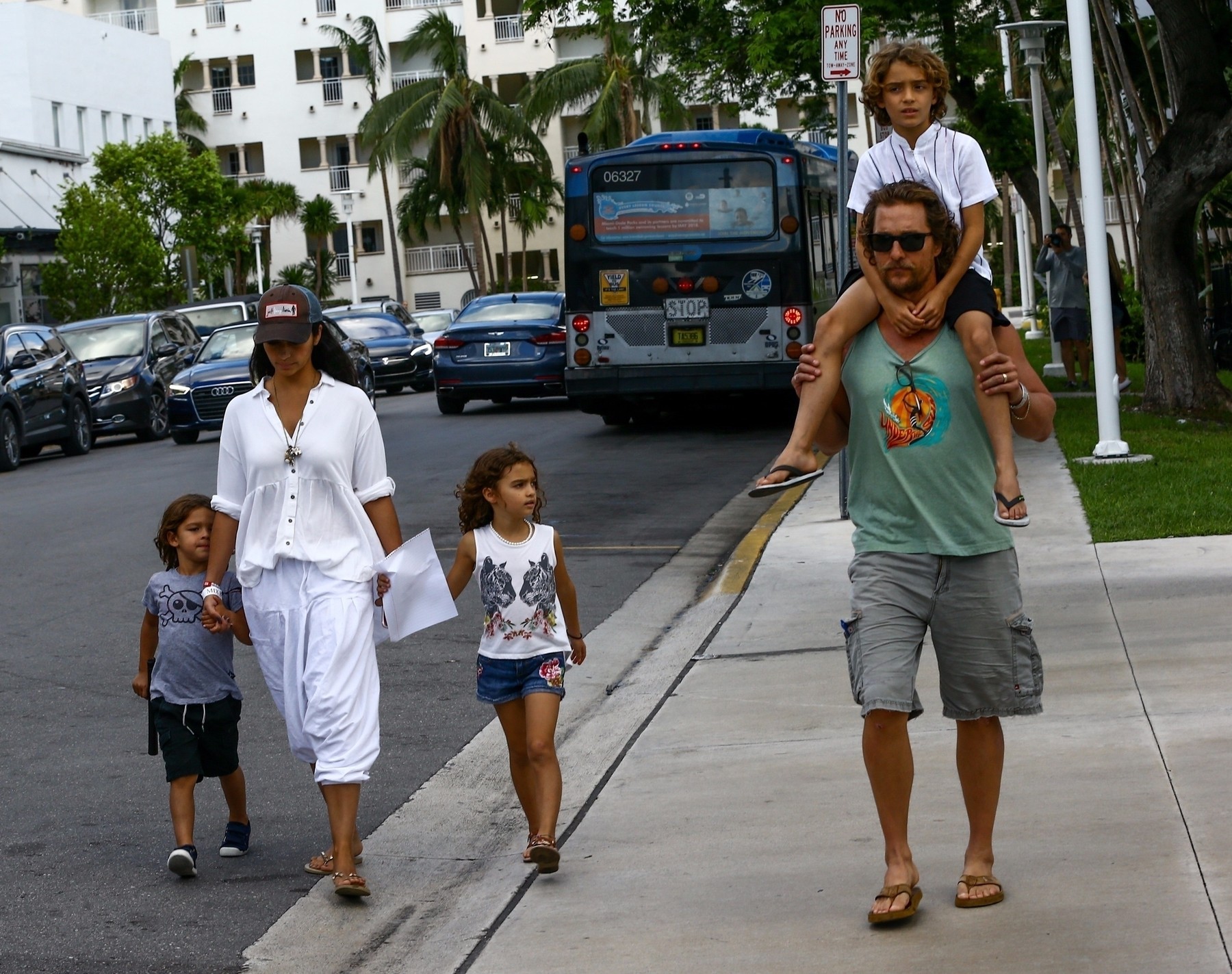 Matthew McConaughey enjoys a Friday evening out with his family after lunch
