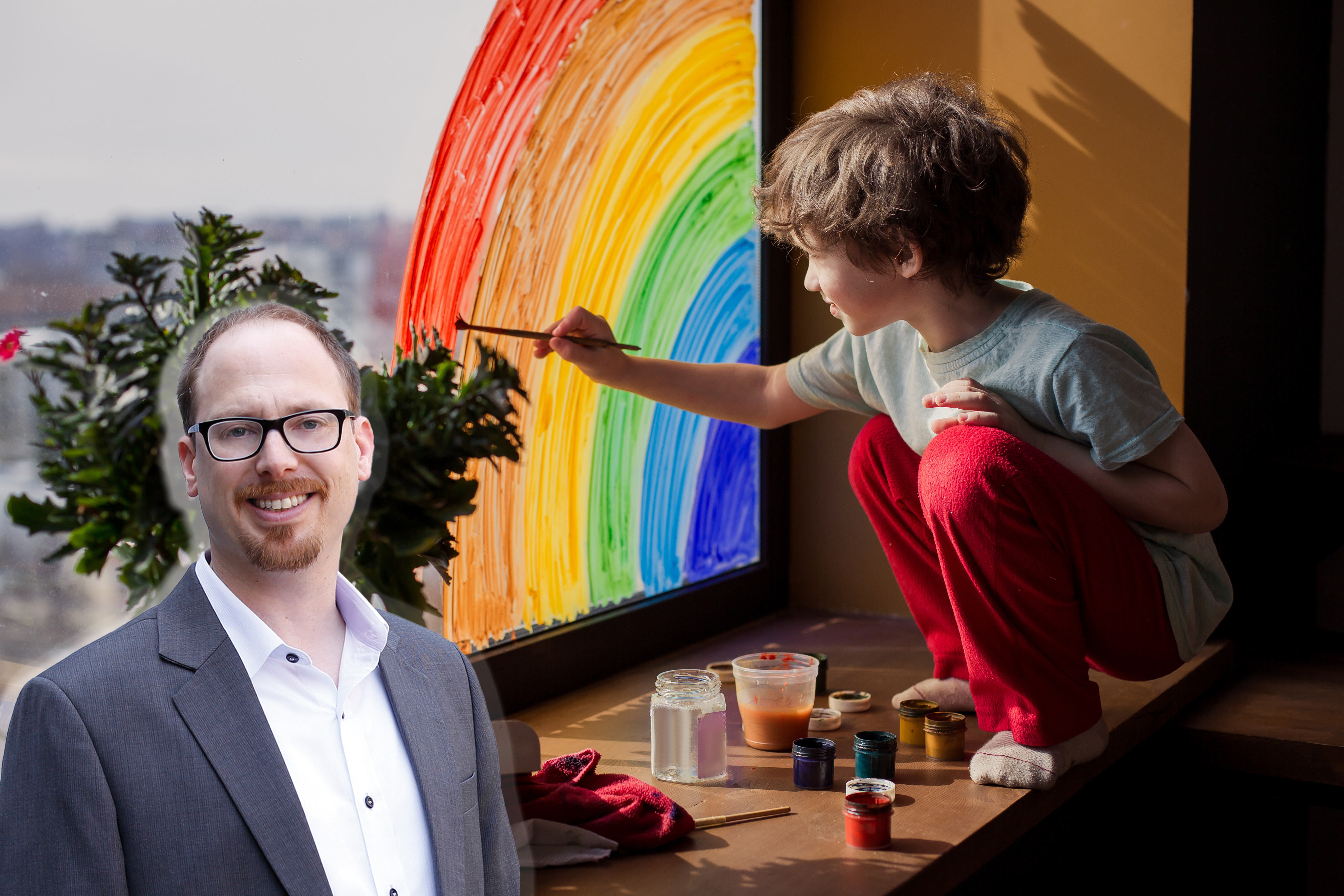 Let's,All,Be,Well.,Child,At,Home,Draws,A,Rainbow Adam Galinsky