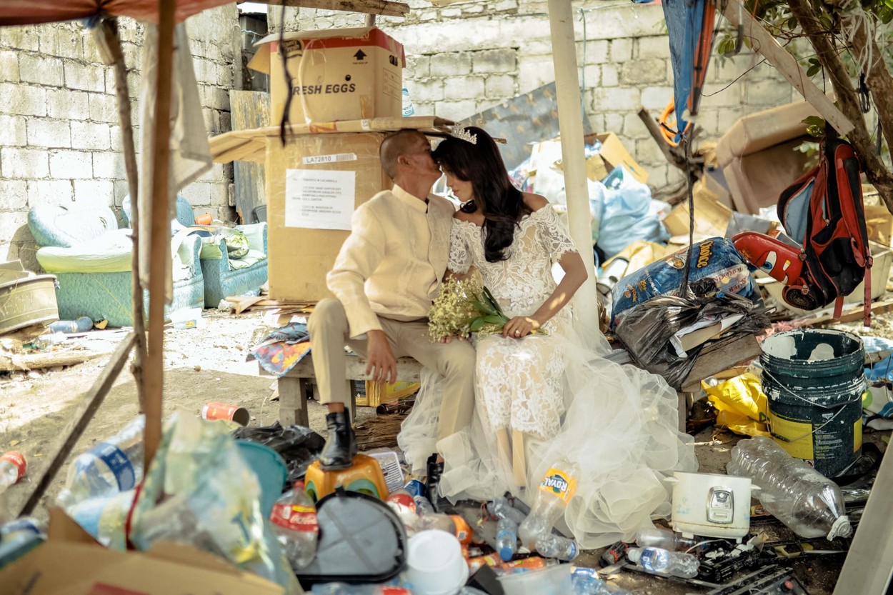 Homeless couple transformed with makeover for glamorous wedding shoot