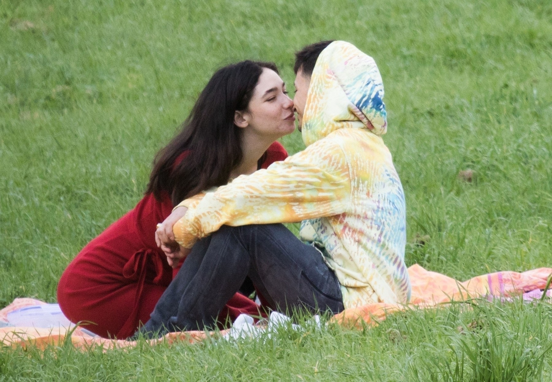 *EXCLUSIVE* WEB MUST CALL FOR PRICING  - She played Elena Alves in HBO's drama series 'The Undoing' alongside Hugh Grant, the Italian actress Matilda De Angelis packs on the PDA with boyfriend William Mezzanotte at the park in Rome.
