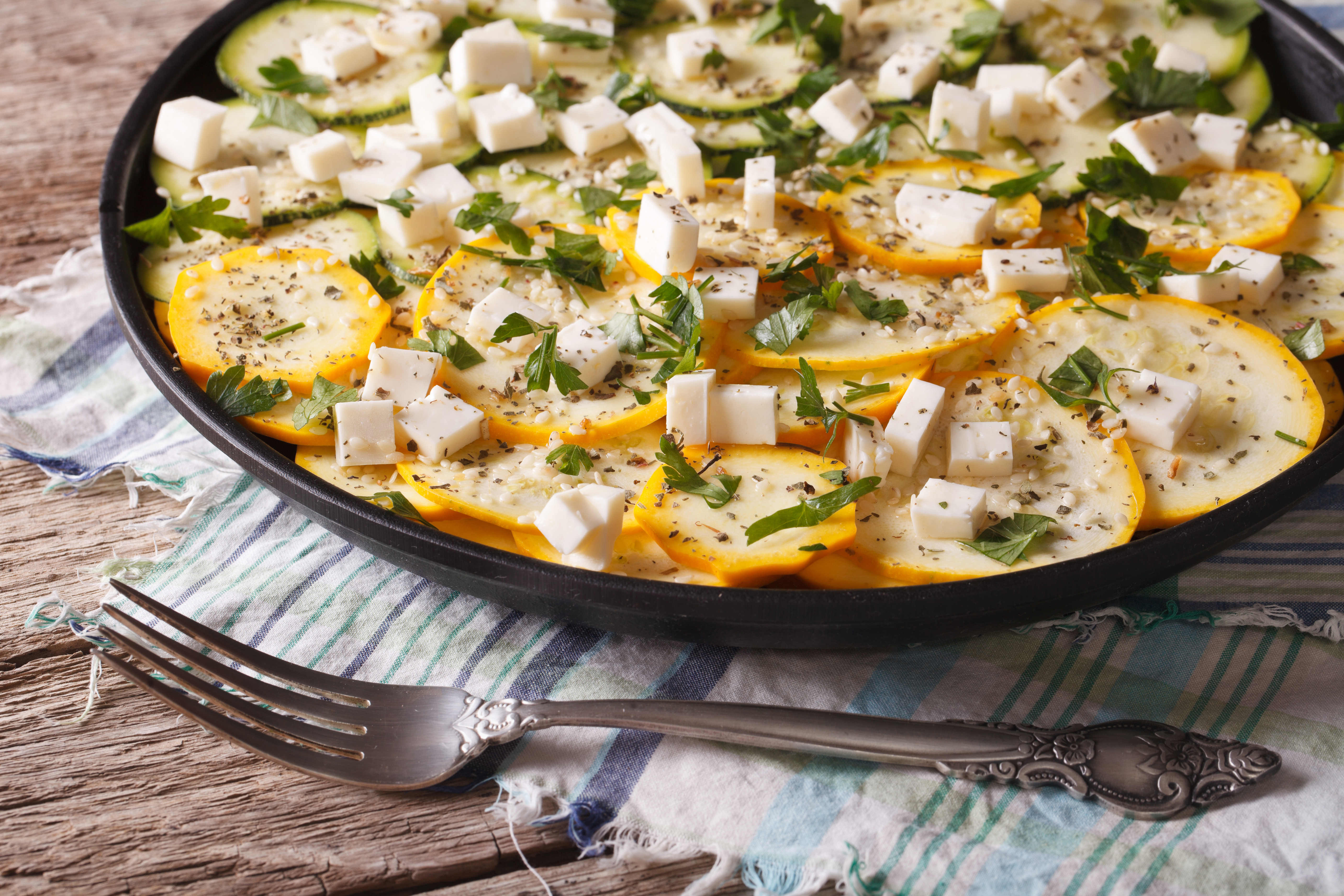 Carpaccio,Of,Zucchini,With,Cheese,And,Sesame,Close-up,On,A