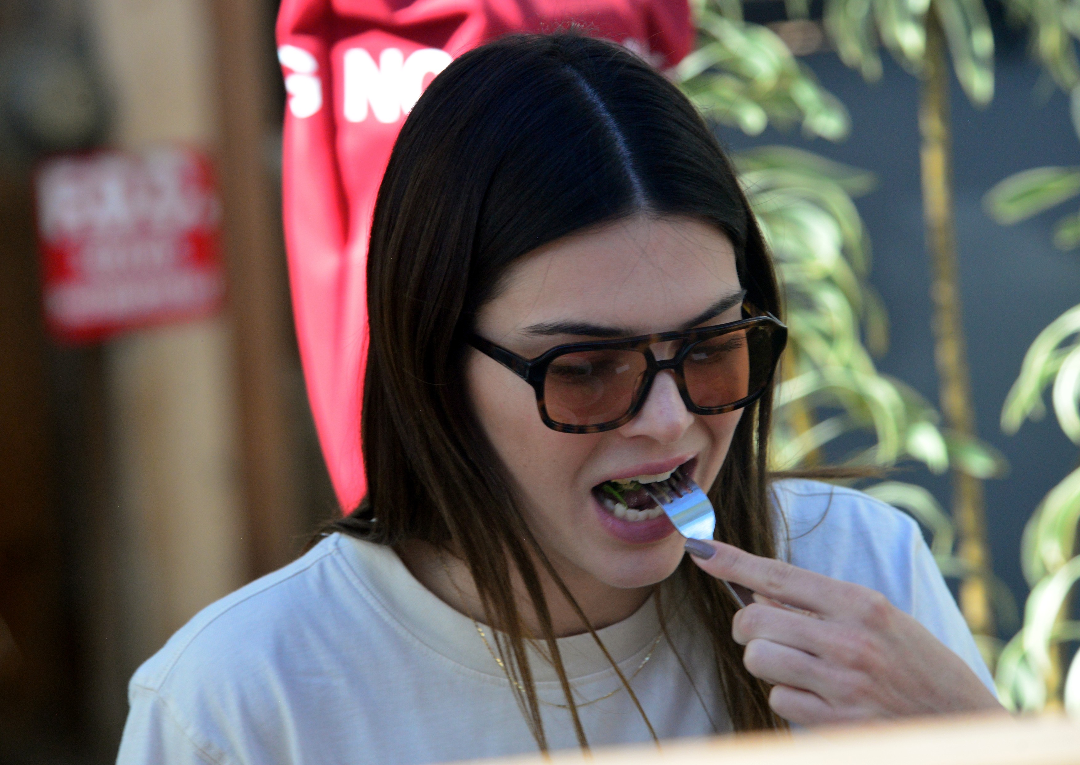 Kendall Jenner is spotted out and about having lunch with her friend in Beverly Hills, Ca