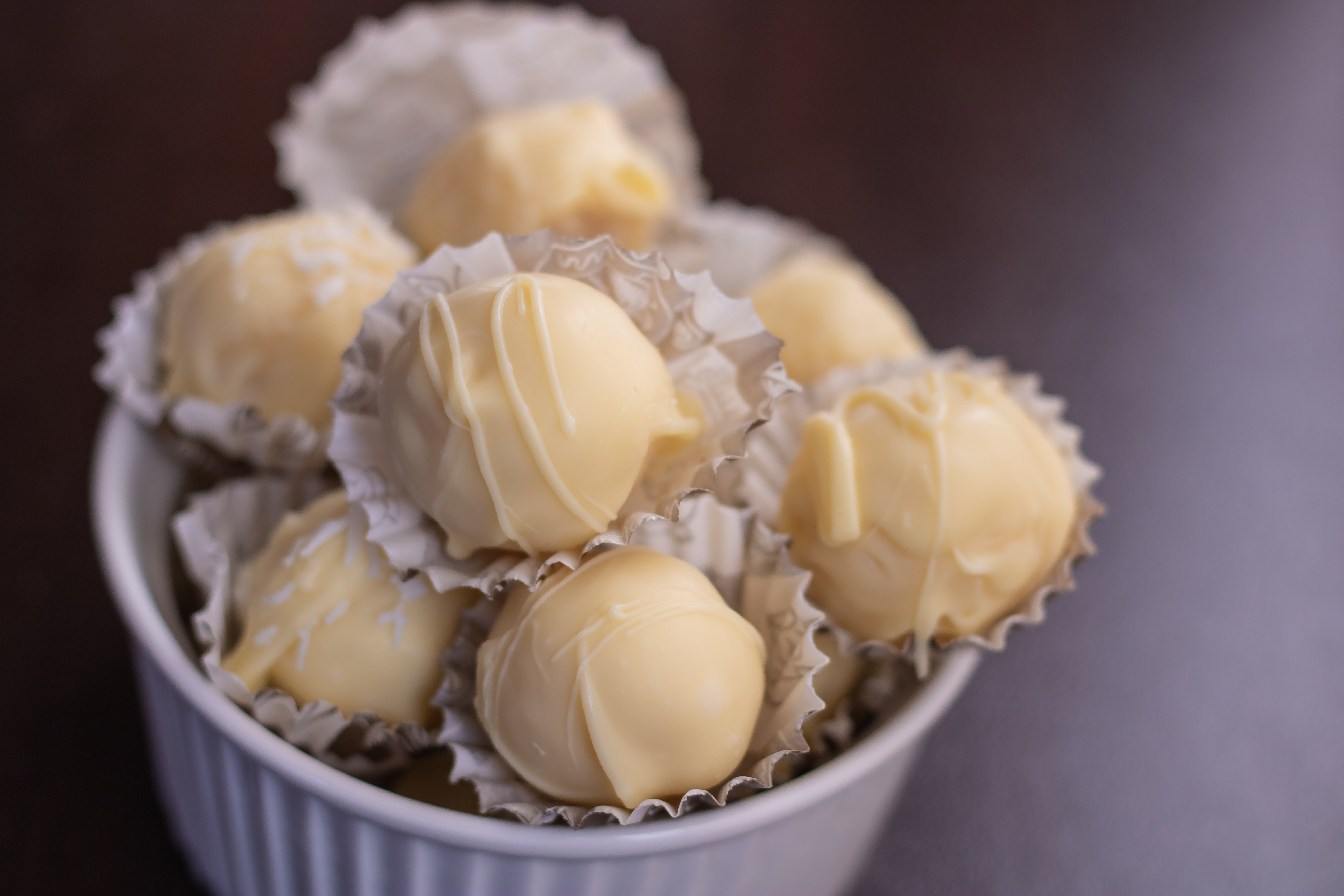 Homemade,White,Chocolate,Truffles,With,Coconut,Filling,And,Whole,Almond.
