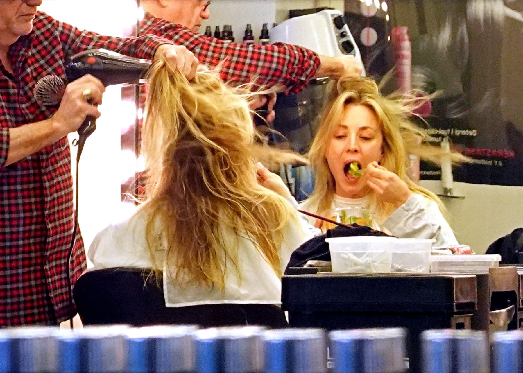 *EXCLUSIVE* WEB MUST CALL FOR PRICING - Big Bang Theory's American Actress Kaley Cuoco gets her hair done out on her break in Italy