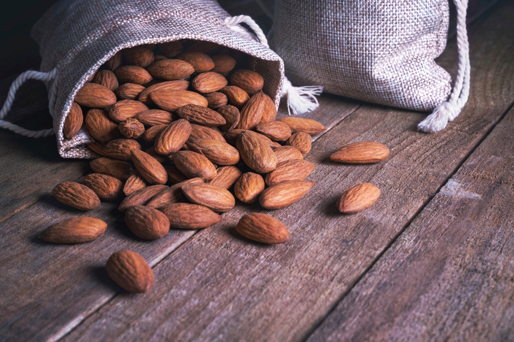 Almonds in hessian sack