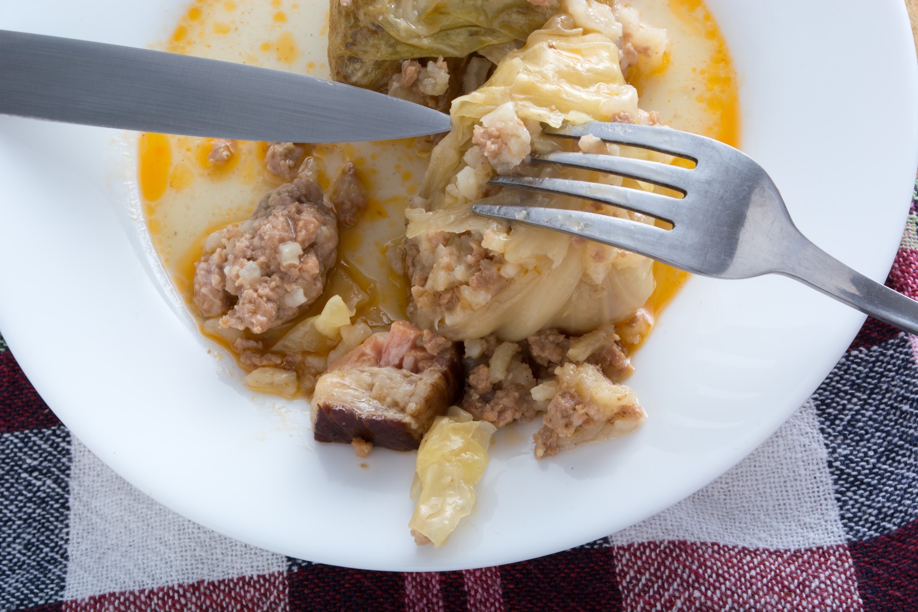 Serbian dish sarma served in white plate