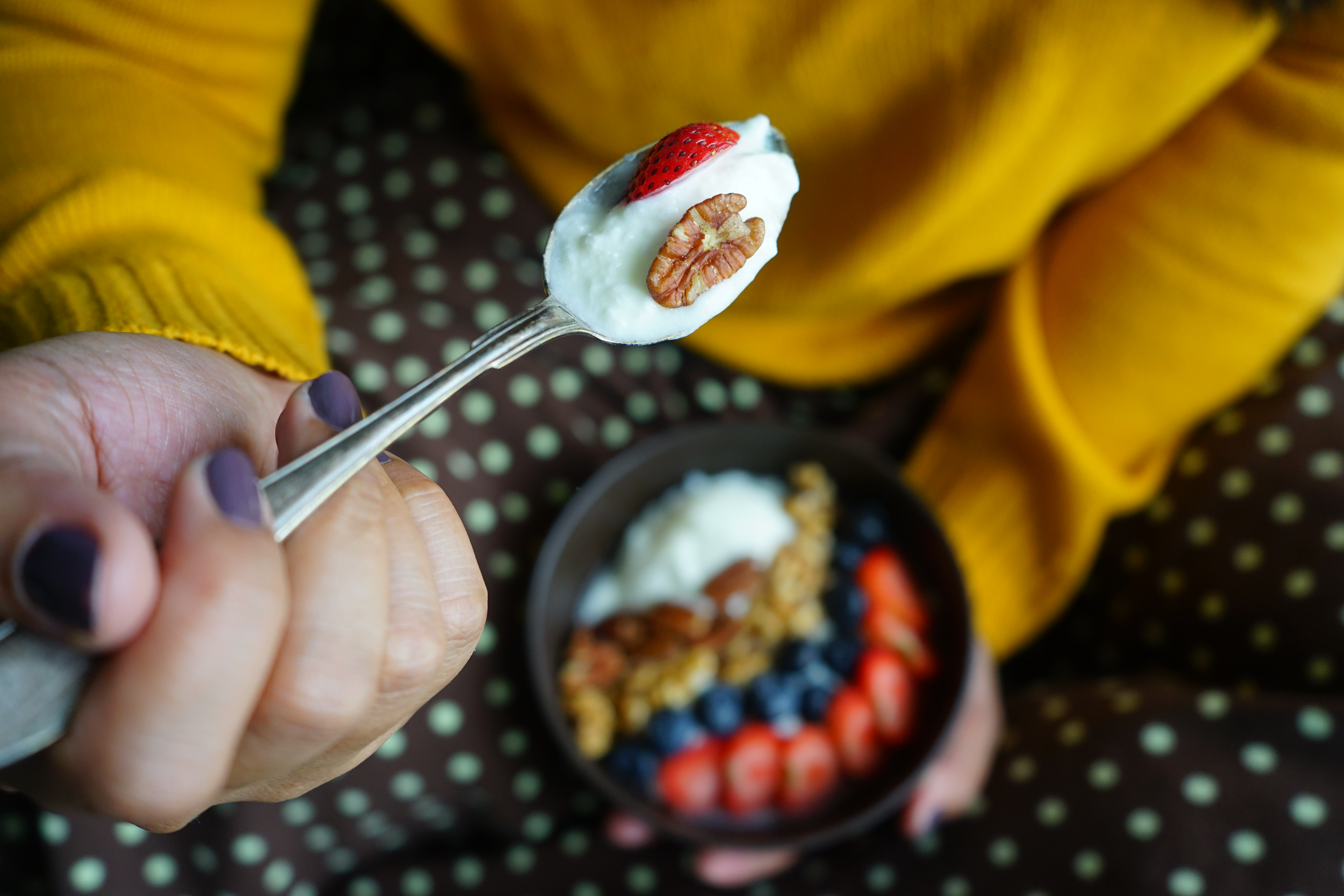Probiotic,And,Ketogenic,Food,Theme,Greek,Yogurt,Topped,With,Walnut