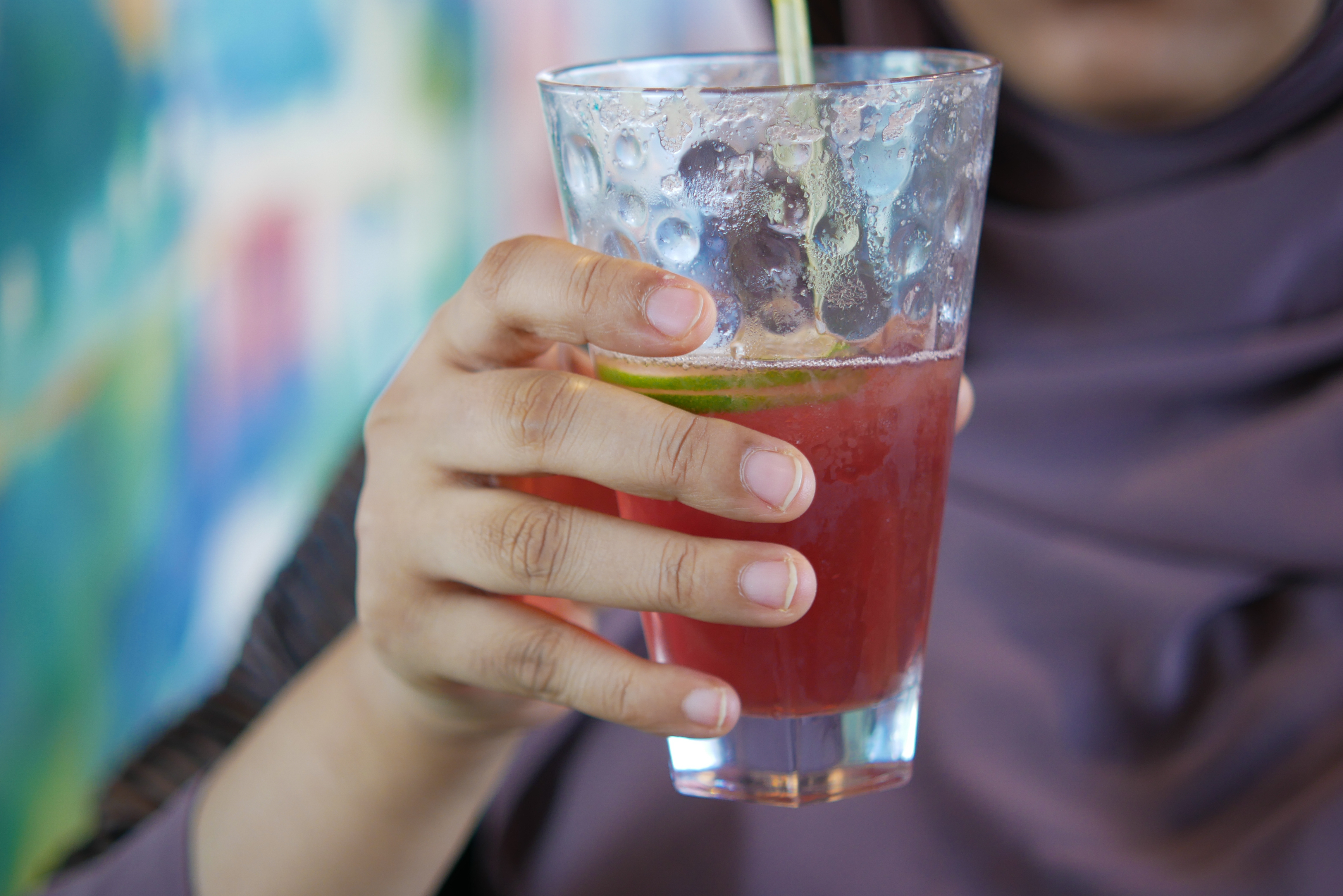 Women,Drinking,Pomegranate,Juice,Close,Up