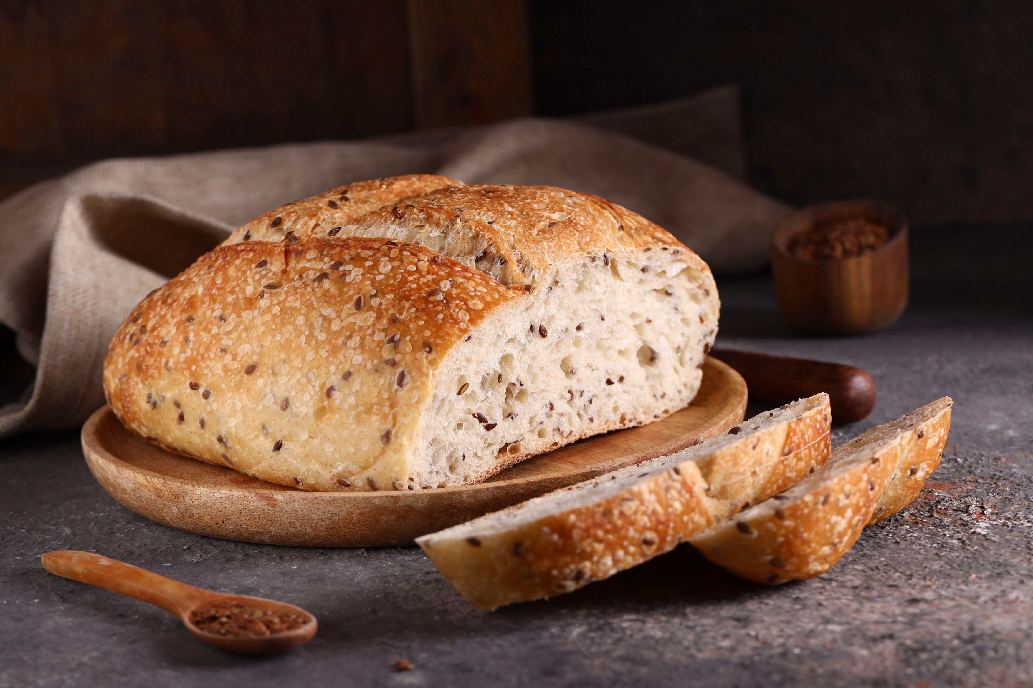 sourdough bread with flax seeds healthy food