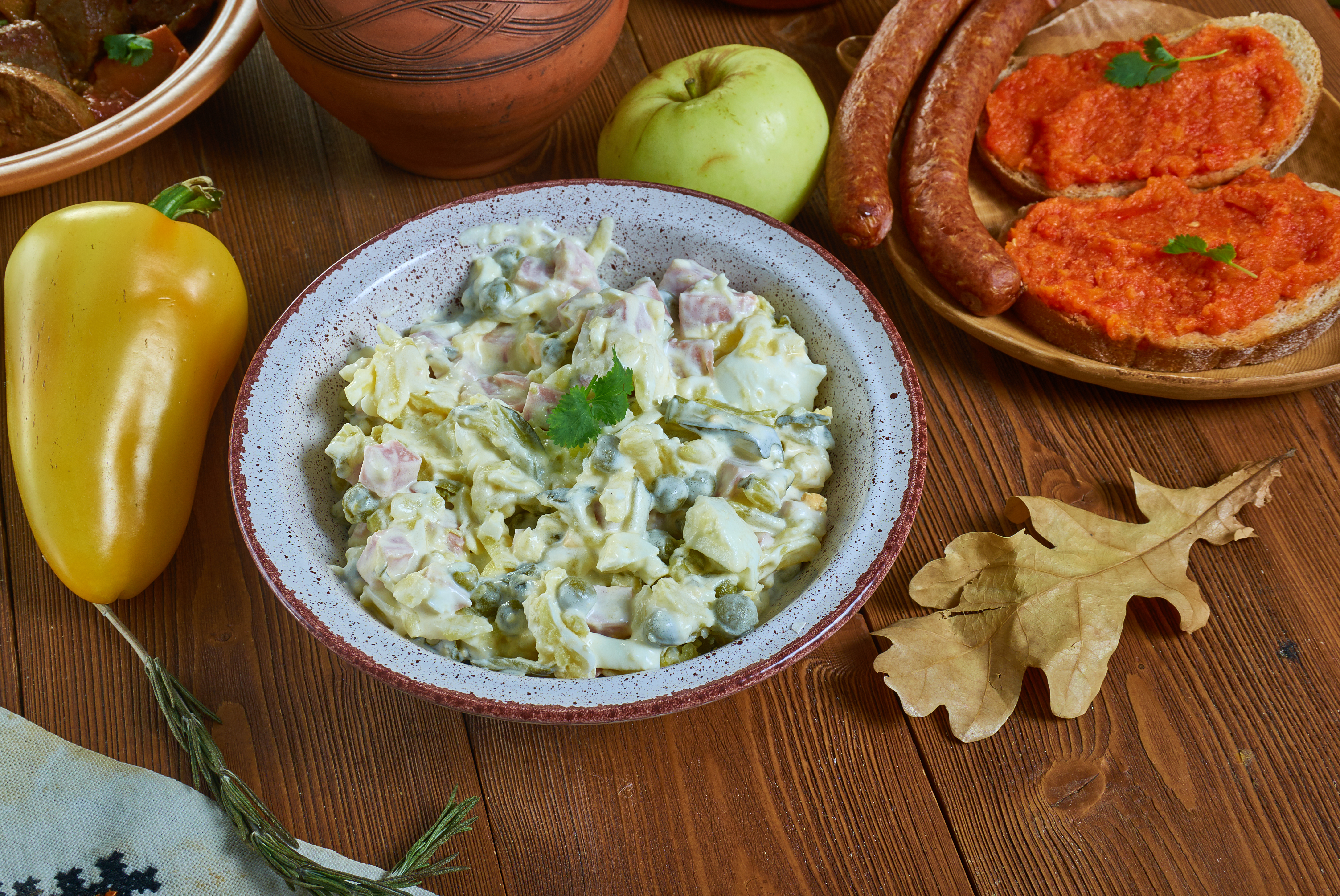 Ruska,Salata,,Bulgarian,Olivier,Salad,,National,Cuisine,,Traditional,Assorted,Balkans