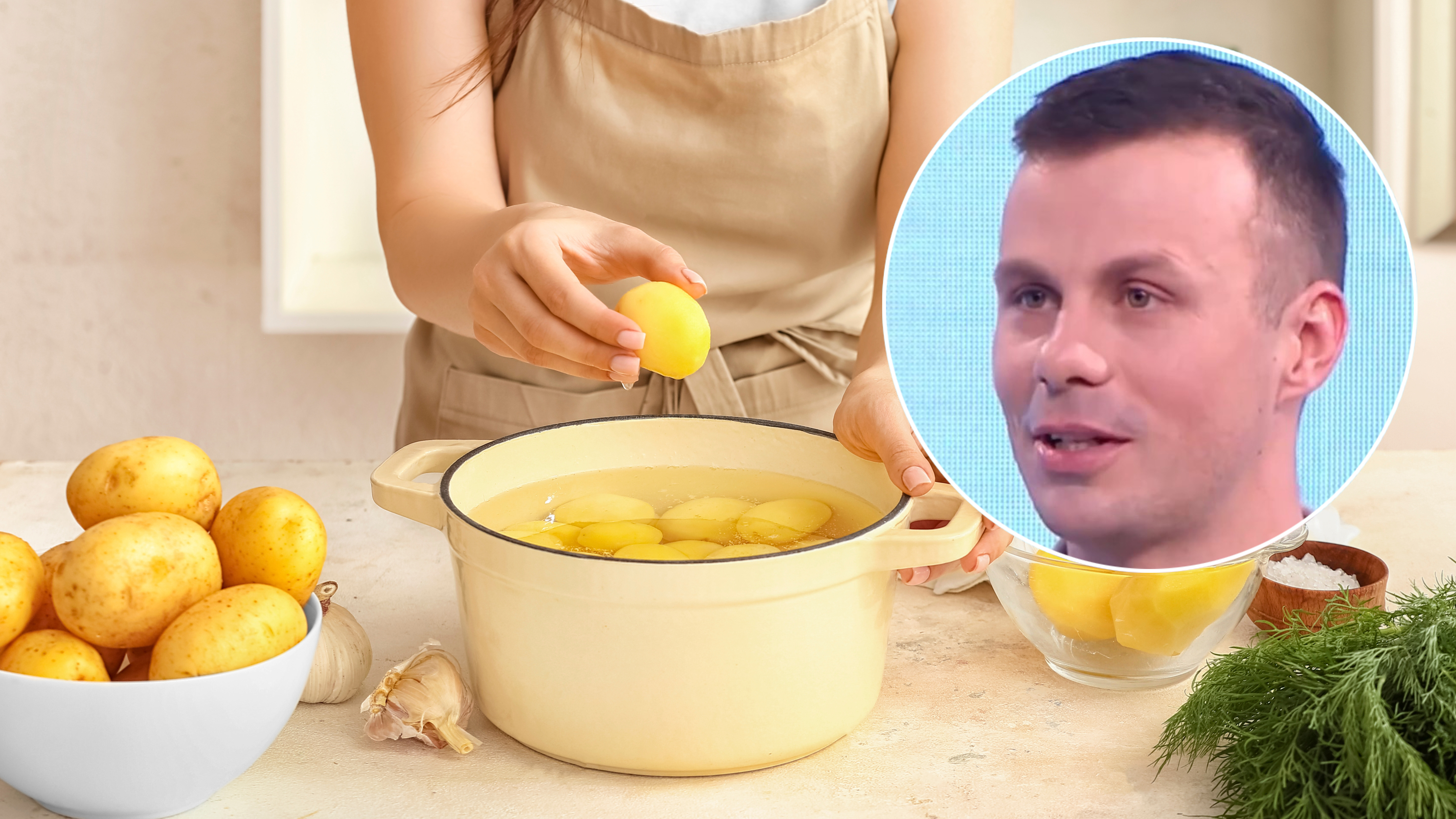 Woman,Putting,Peeled,Potato,In,Pot,At,Table,In,Kitchen