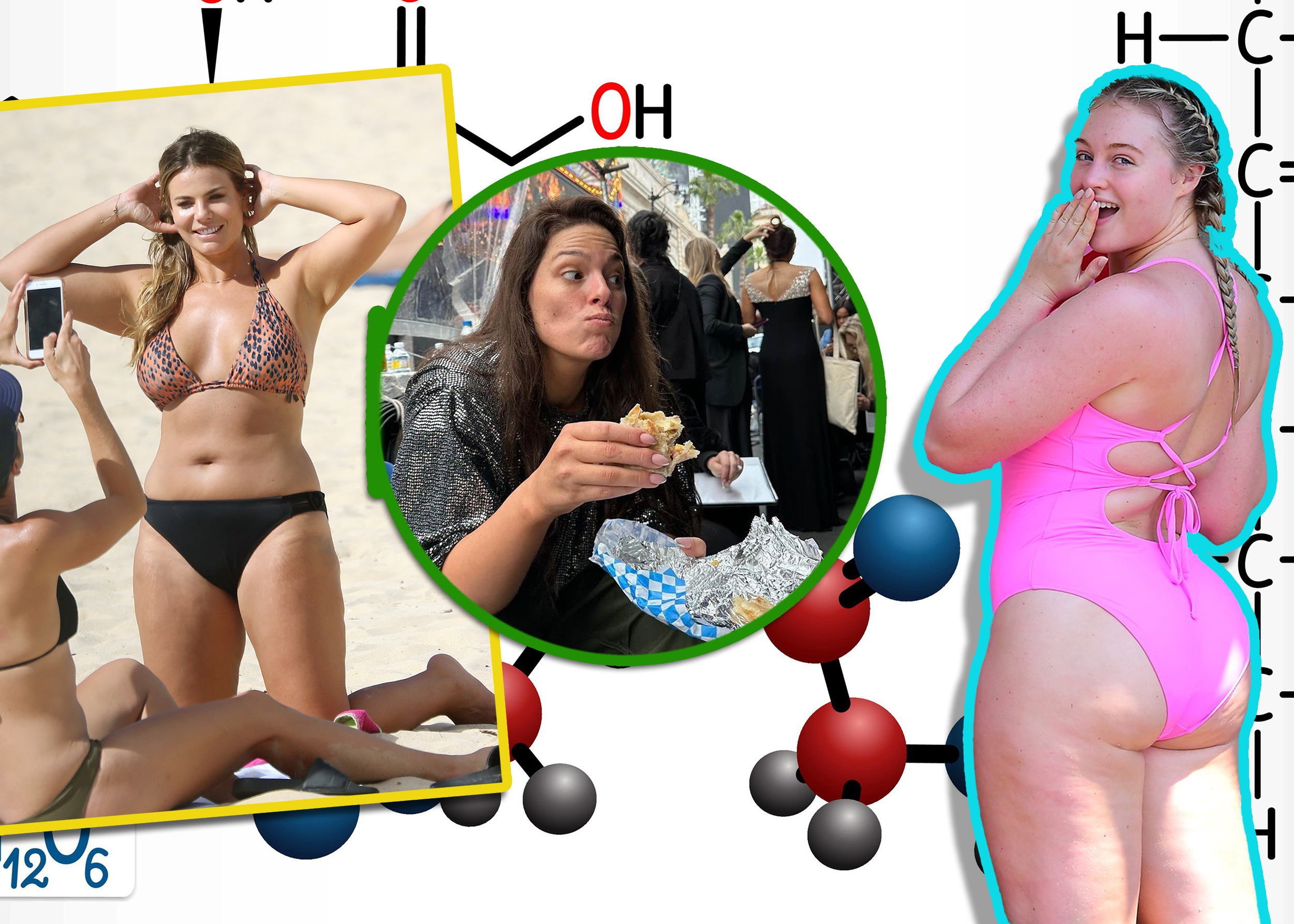 Fructose, D-fructose molecule. Linear form. Structural chemical formula and molecule model. Vector illustration