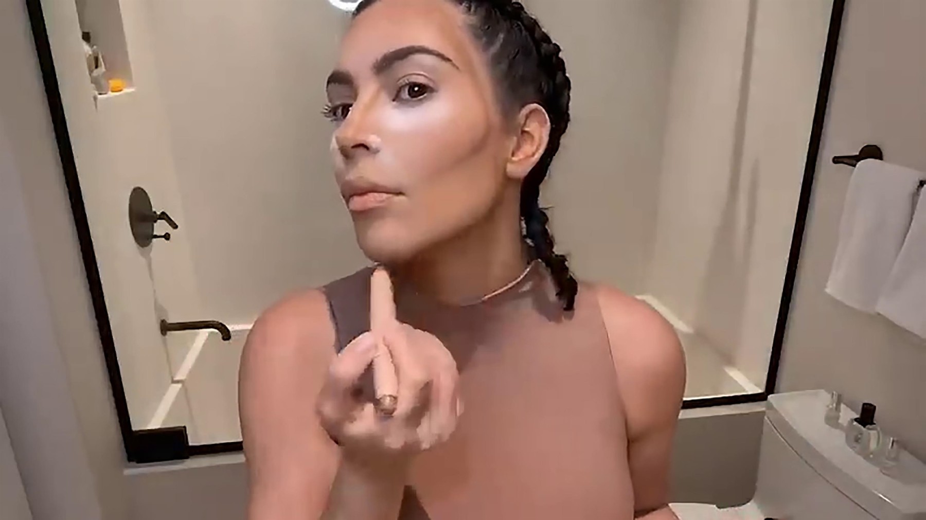 Kim Kardashian 'My Work from Home Beauty Routine Using @KKW Beauty' With unexpected cameo from North)