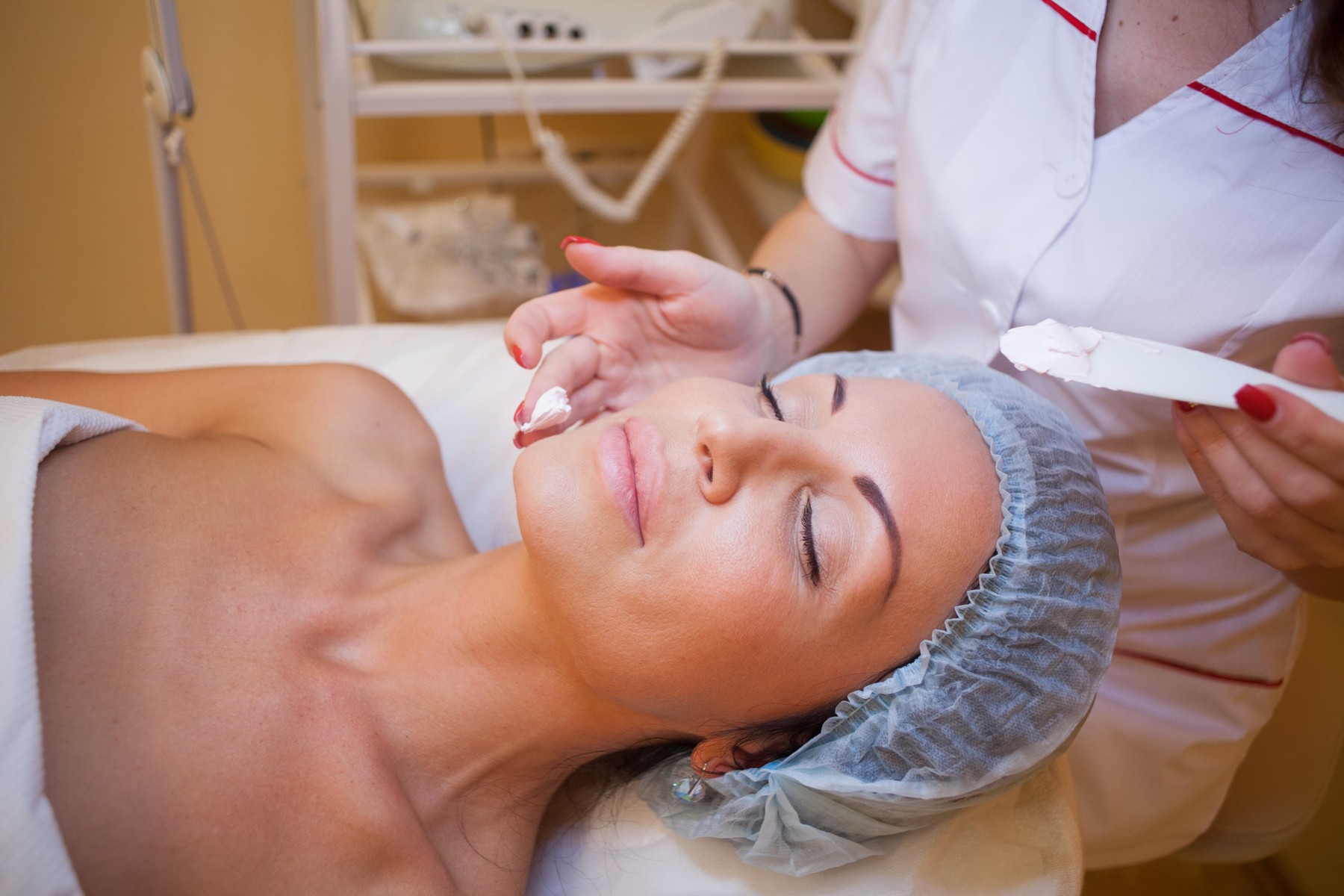 Cosmetology treatments on face moisturizer