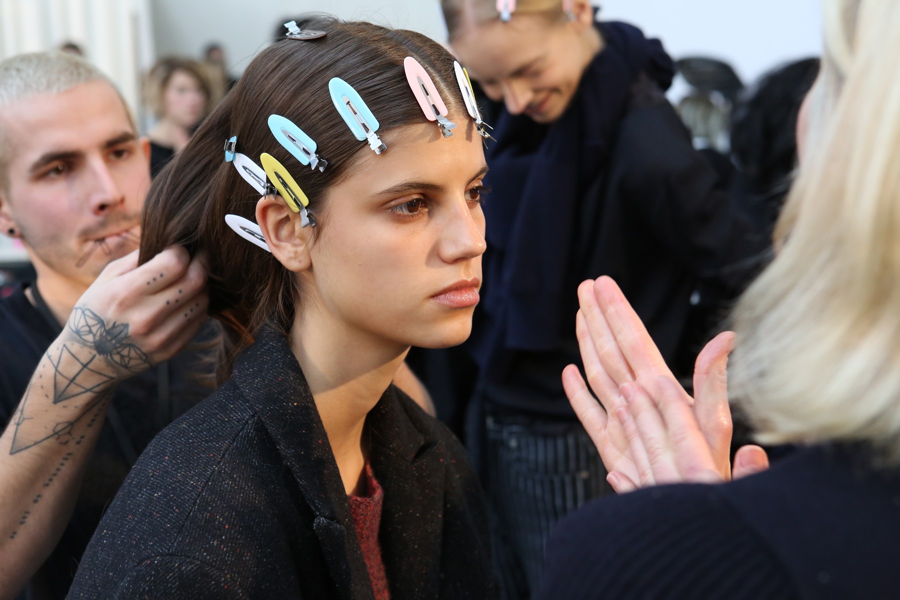 Backstage du défilé de mode Akris collection pręt-ŕ-porter Autom